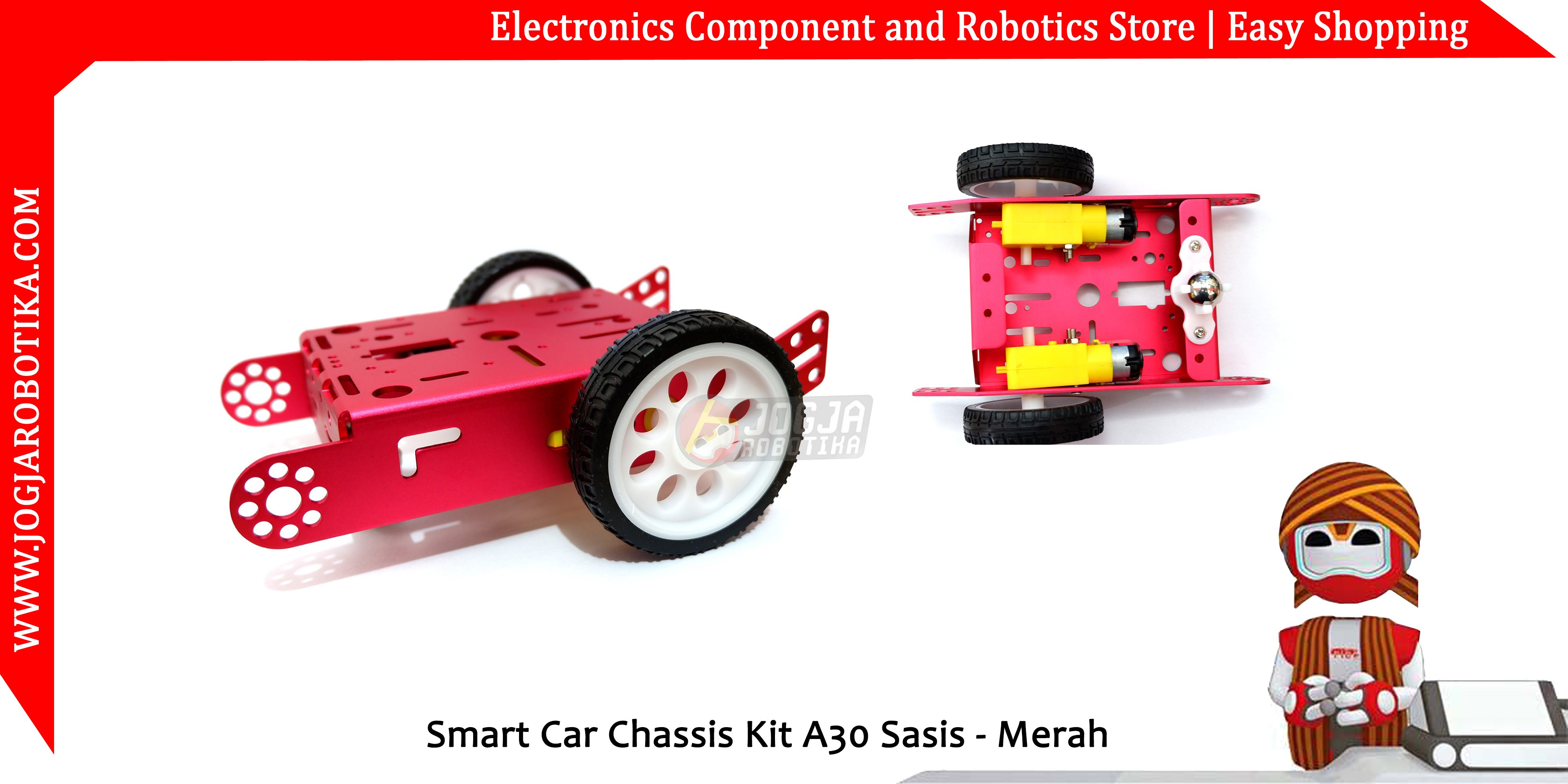 Smart Car Chassis Kit A30 Sasis - Merah