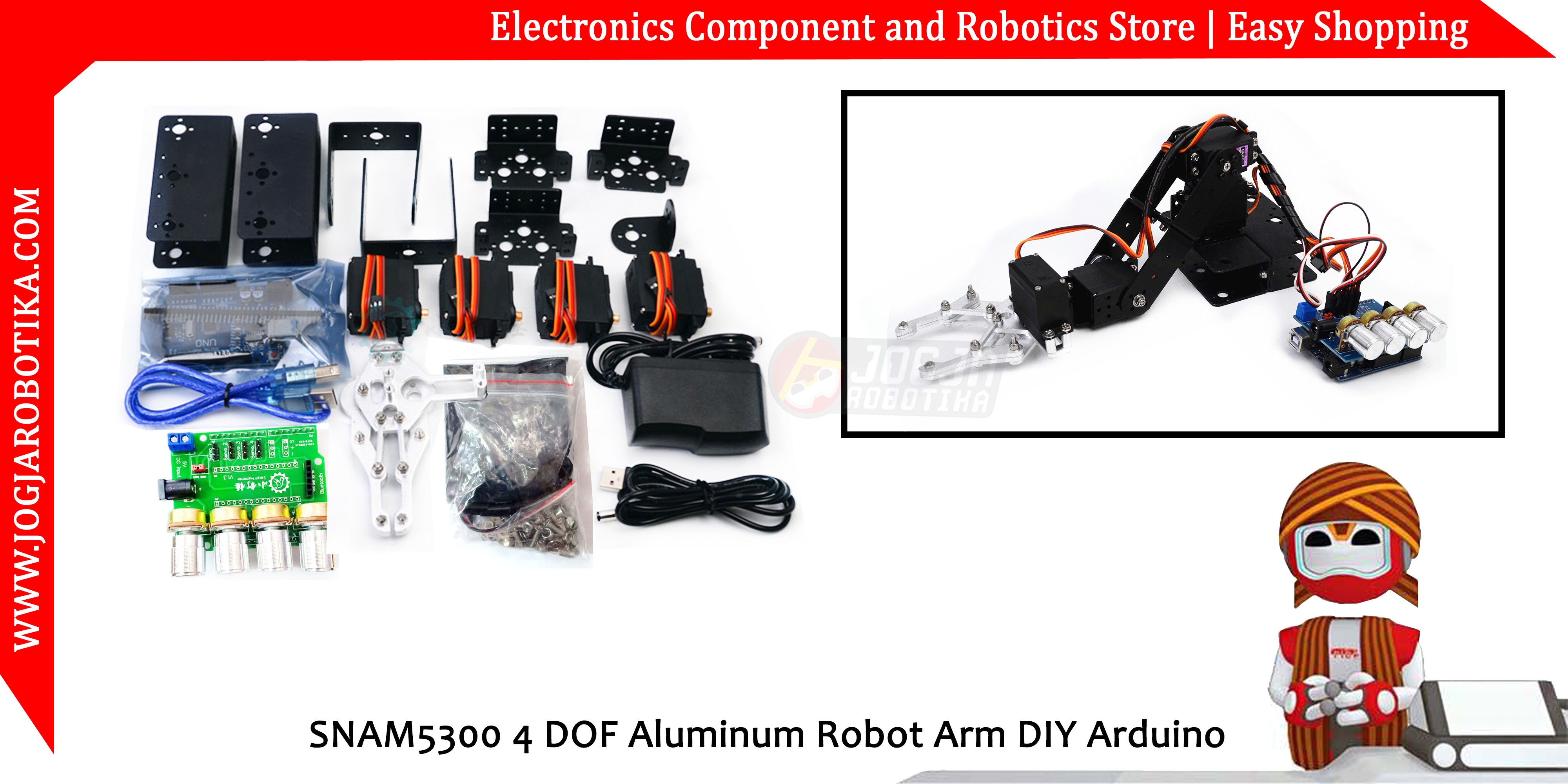 SNAM5300 4 DOF Aluminum Robot Arm DIY Arduino