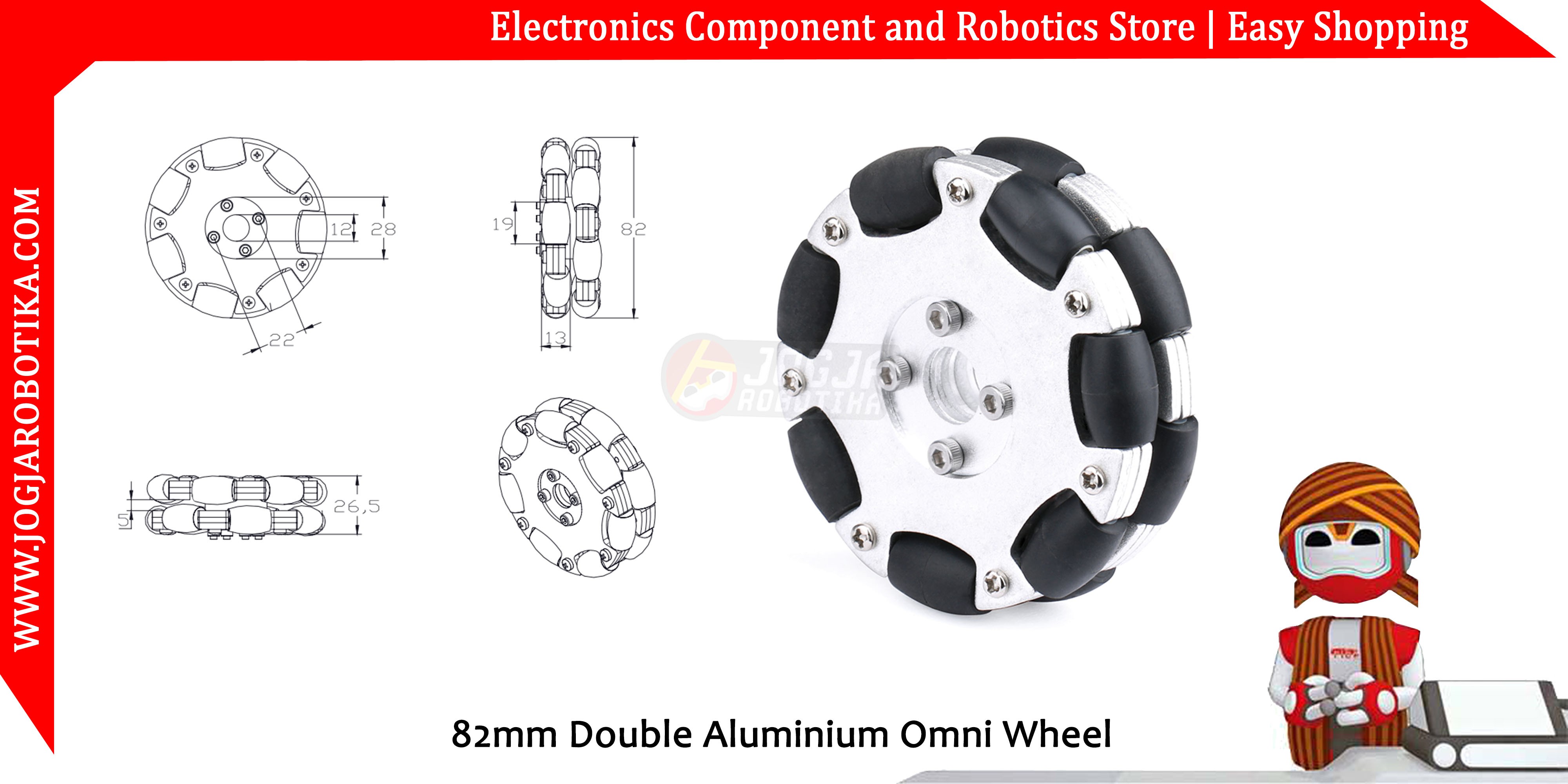 82mm Double Aluminium Omni Wheel