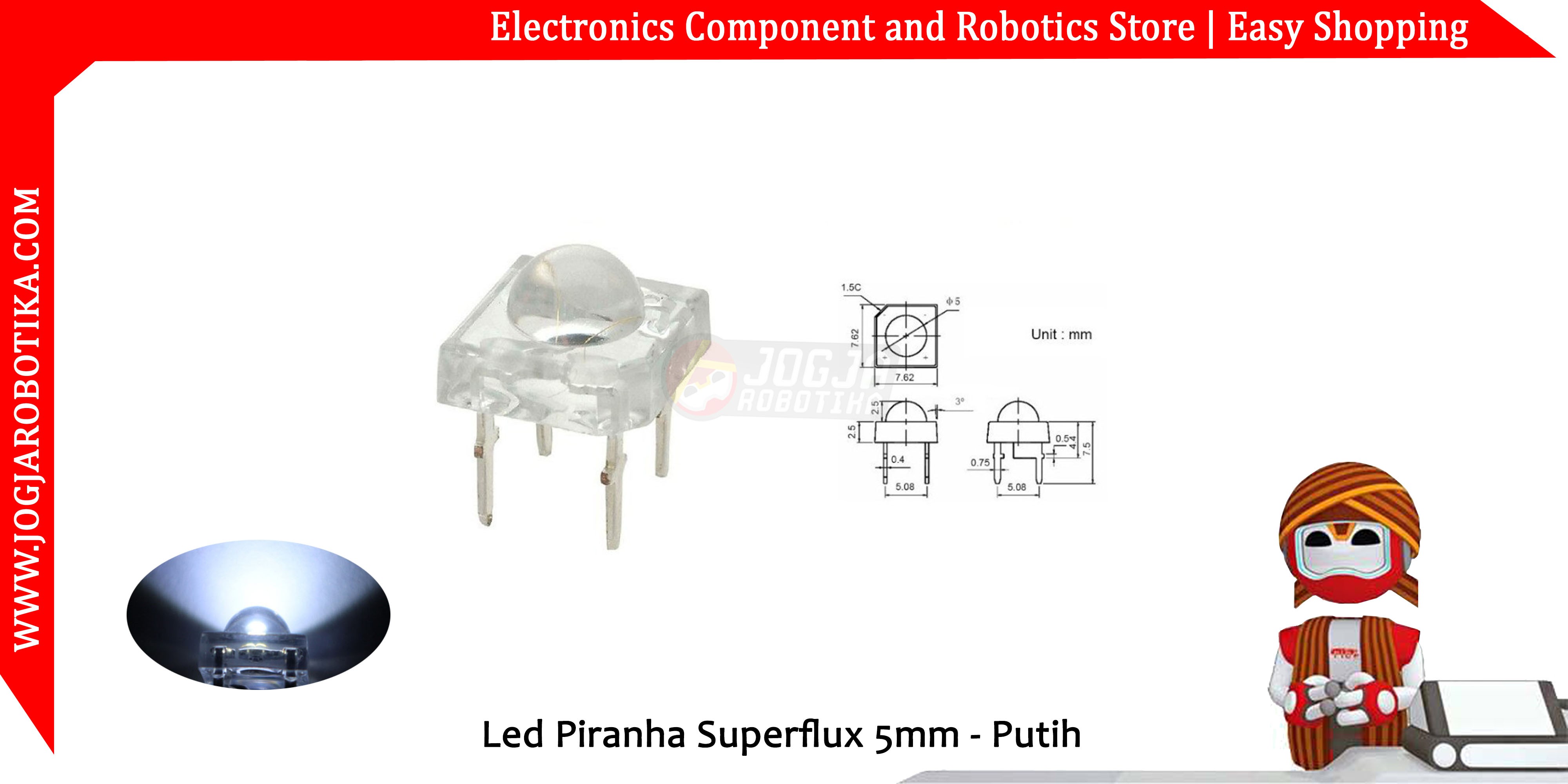 Led Piranha Superflux 5mm - Putih