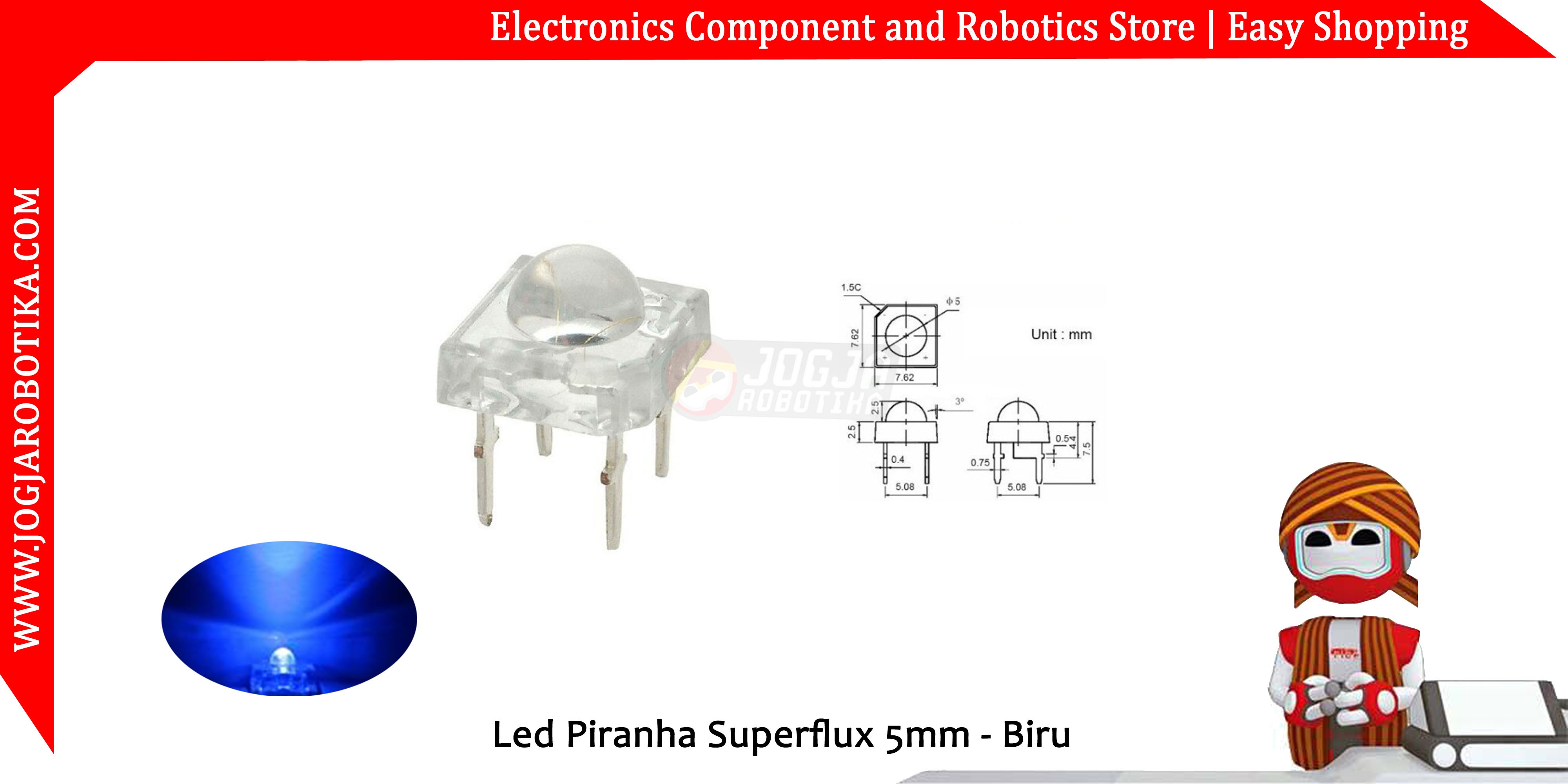 Led Piranha Superflux 5mm - Biru