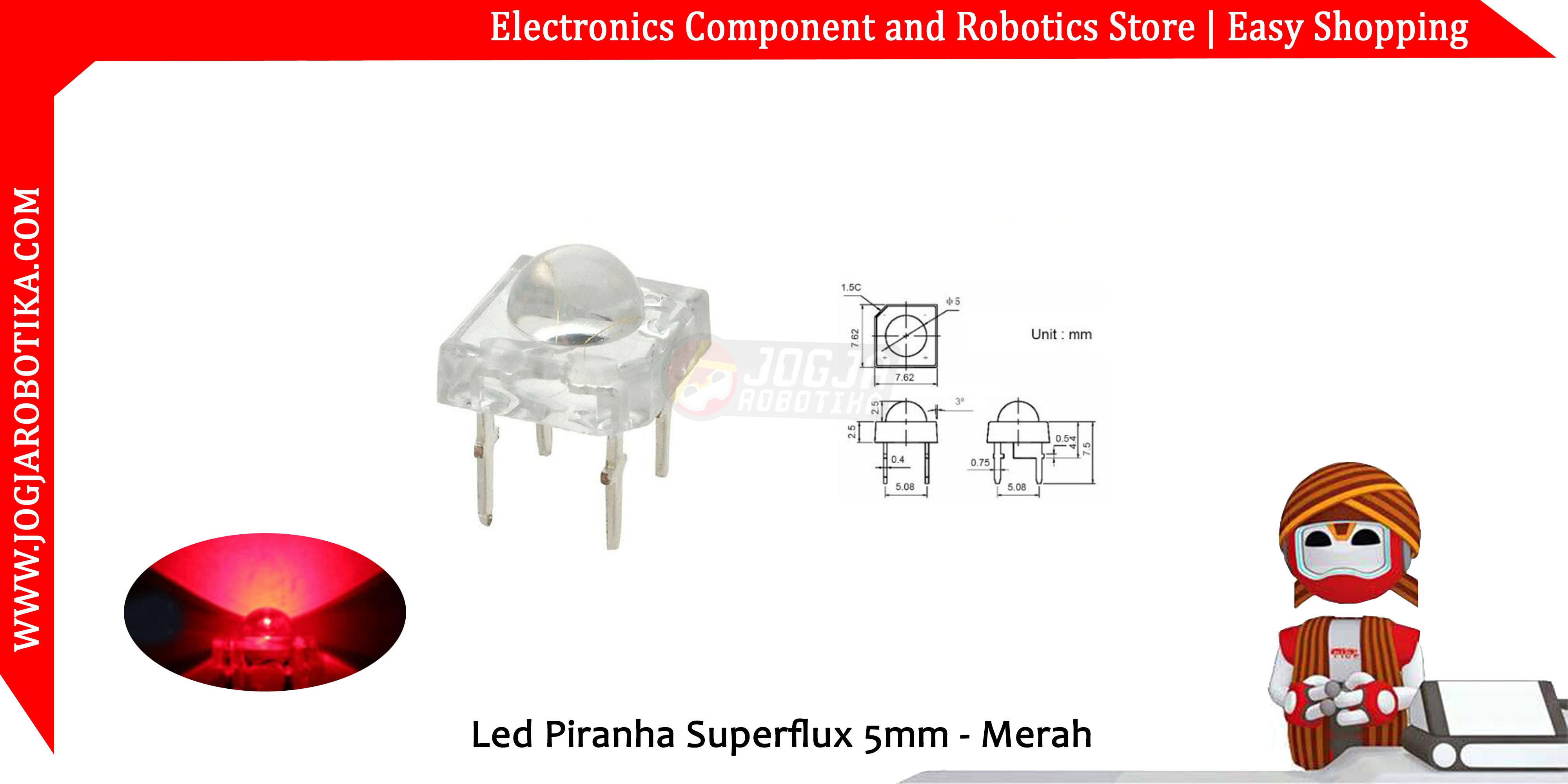 Led Piranha Superflux 5mm - Merah
