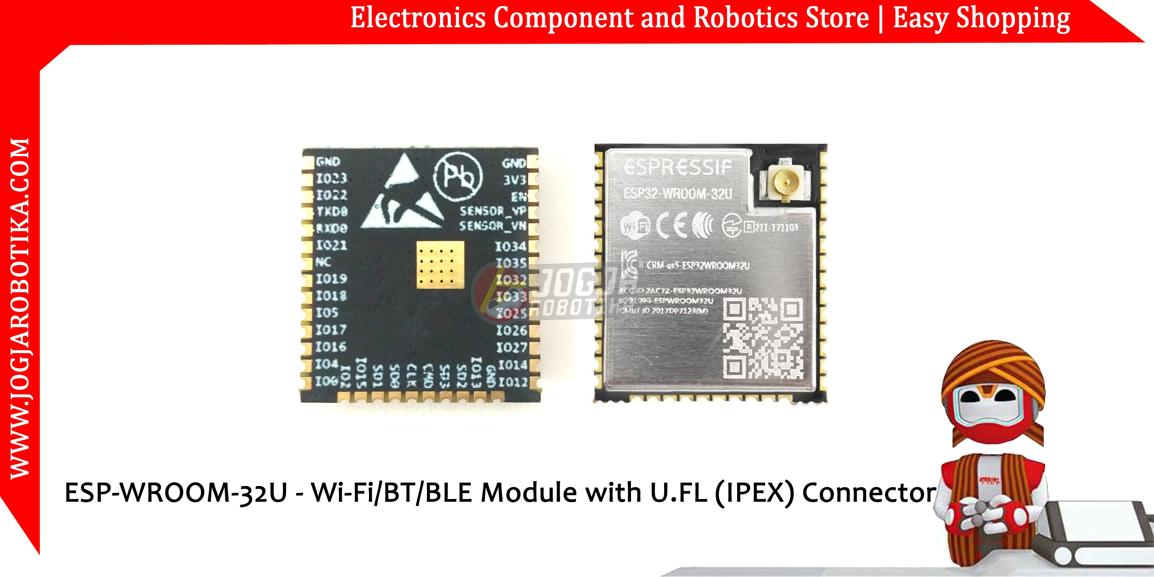 ESP32 ESP-WROOM-32U - Wi-Fi BT BLE Module with U.FL (IPEX) Connector