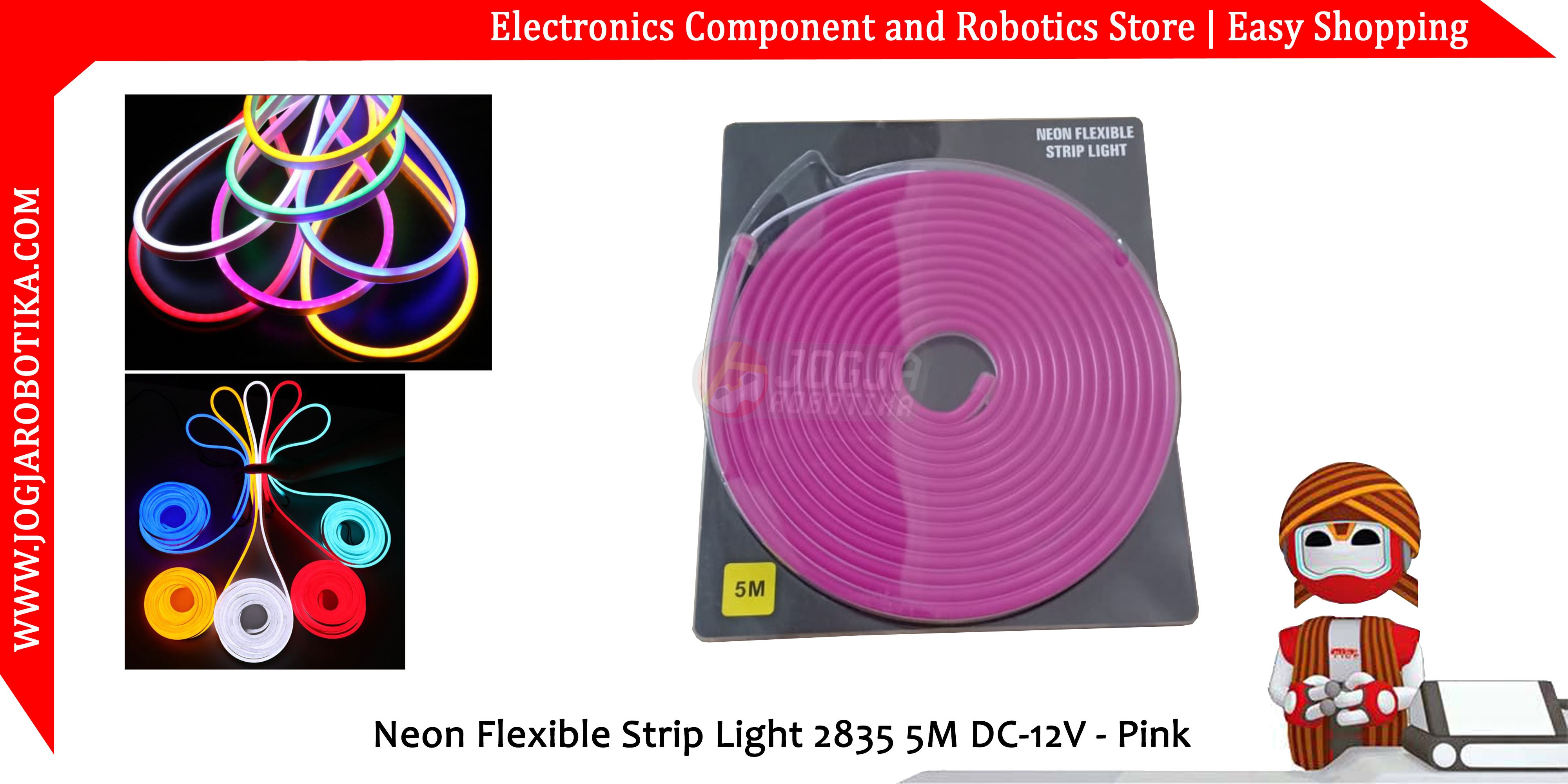 Led Neon Flexible Strip Light 2835 5M DC-12V - Pink