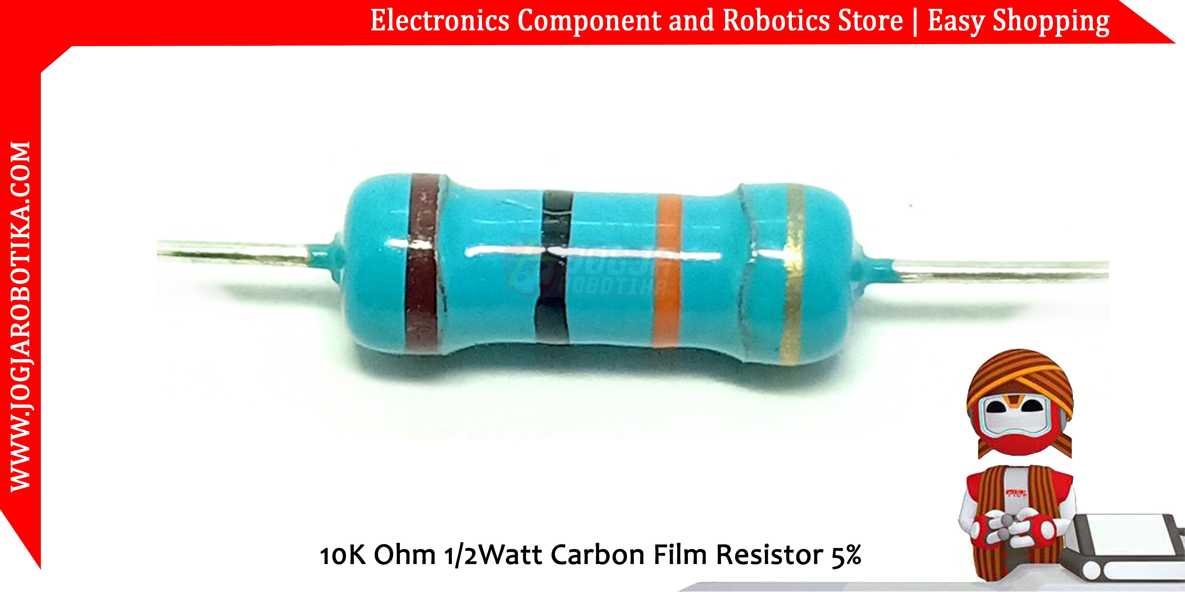 10K Ohm 1/2Watt Carbon Film Resistor