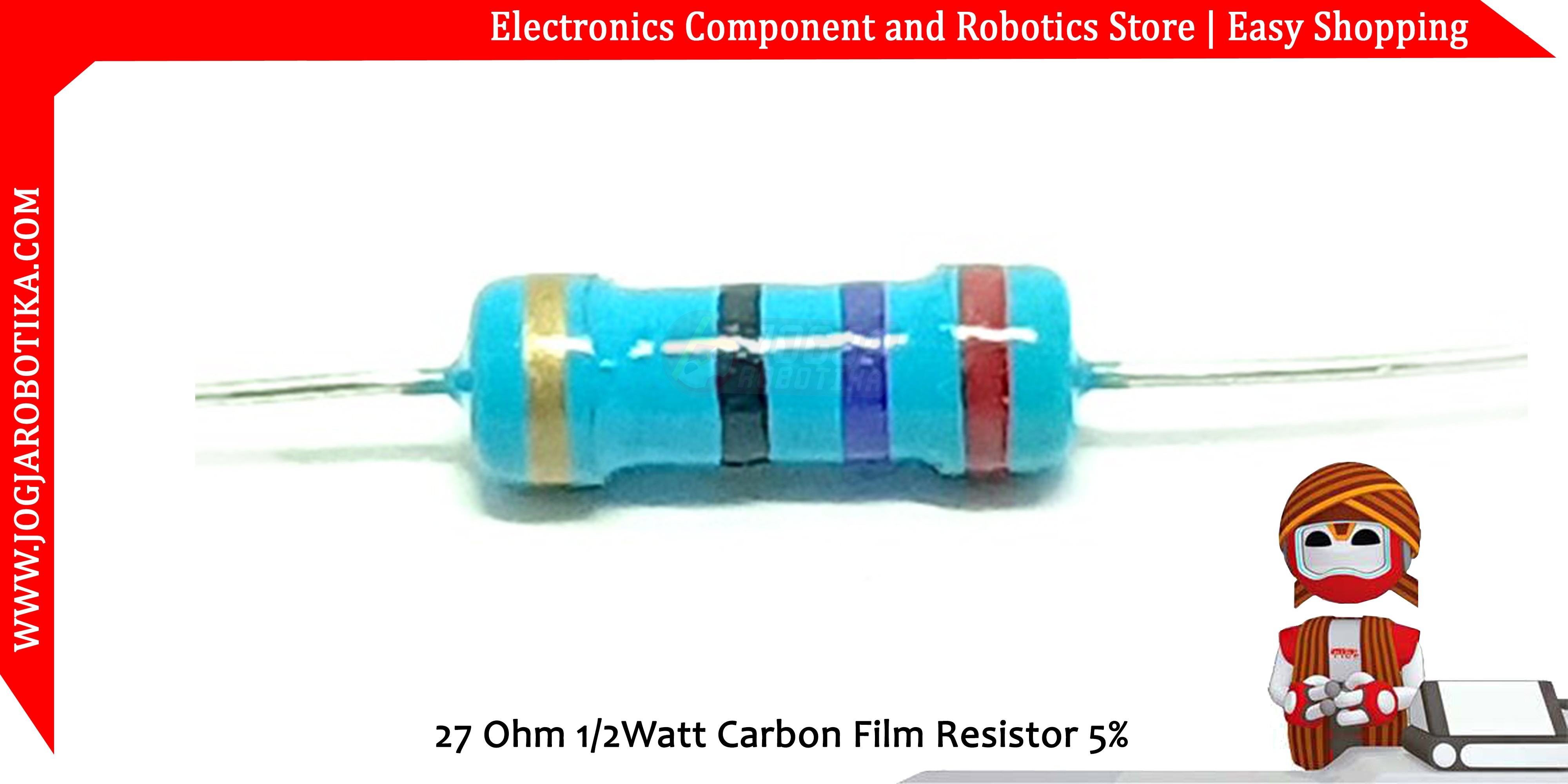 27 Ohm 1/2Watt Carbon Film Resistor