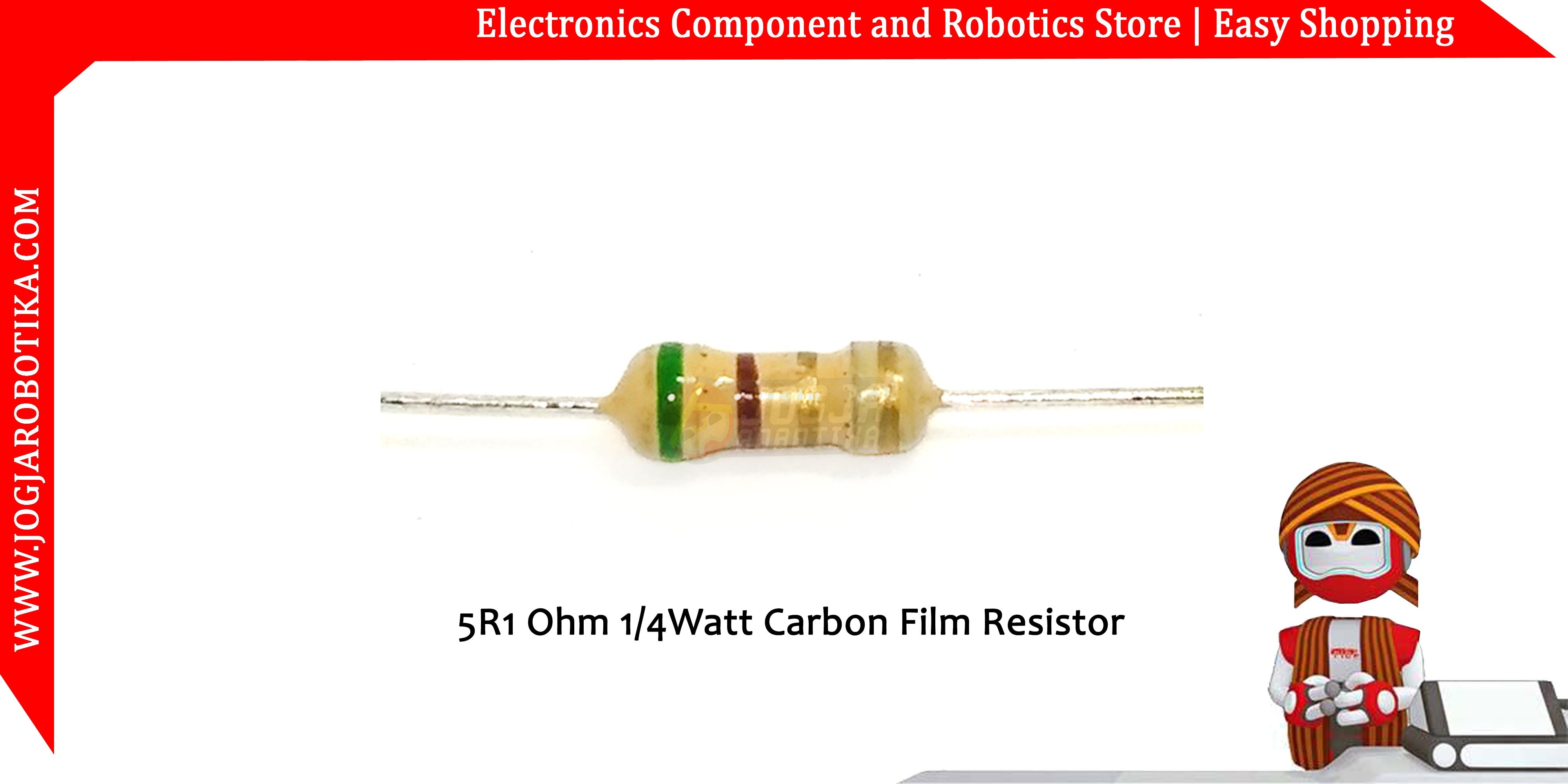 5R1 Ohm 1/4Watt Carbon Film Resistor
