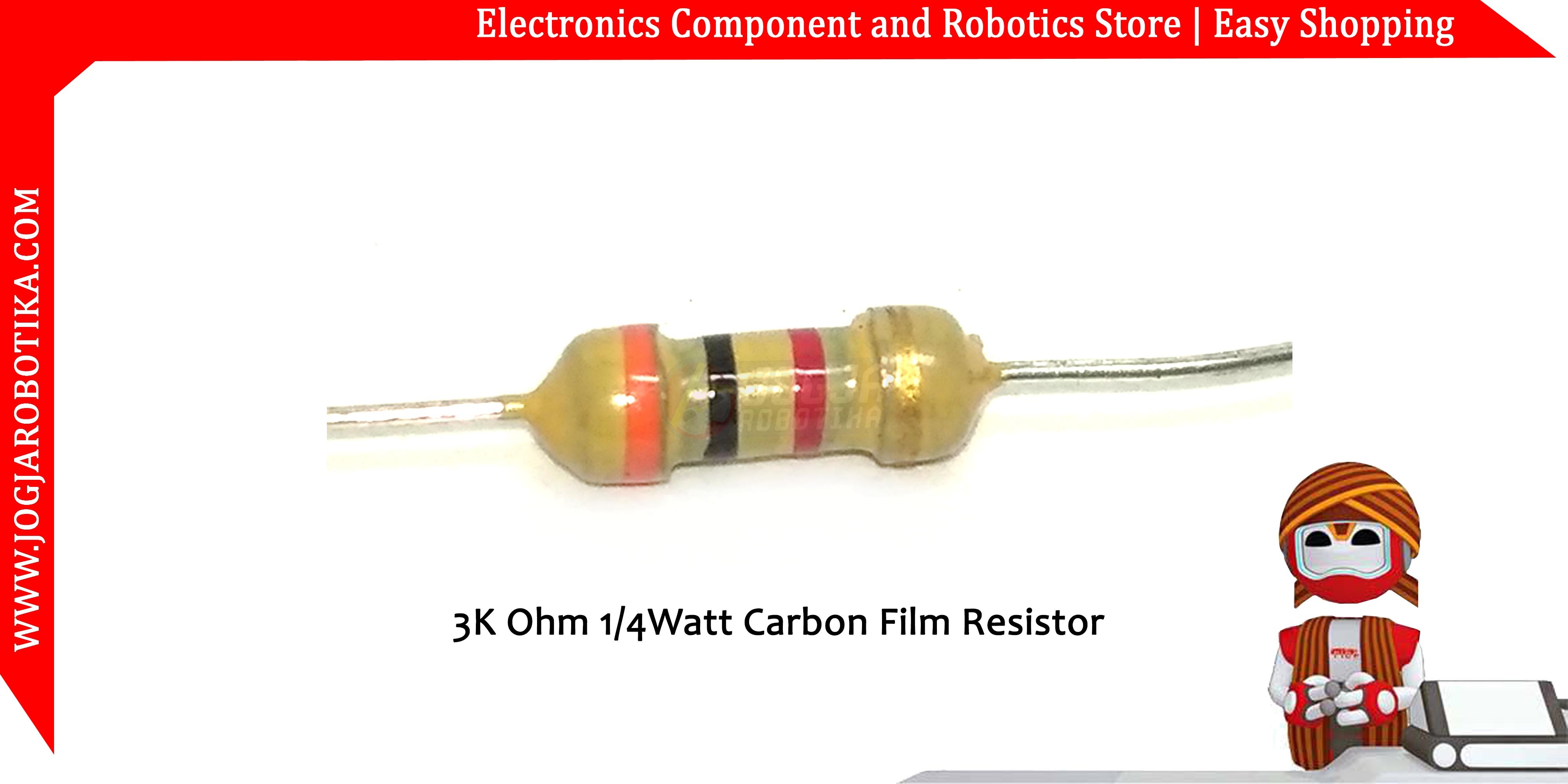 3K Ohm 1/4Watt Carbon Film Resistor