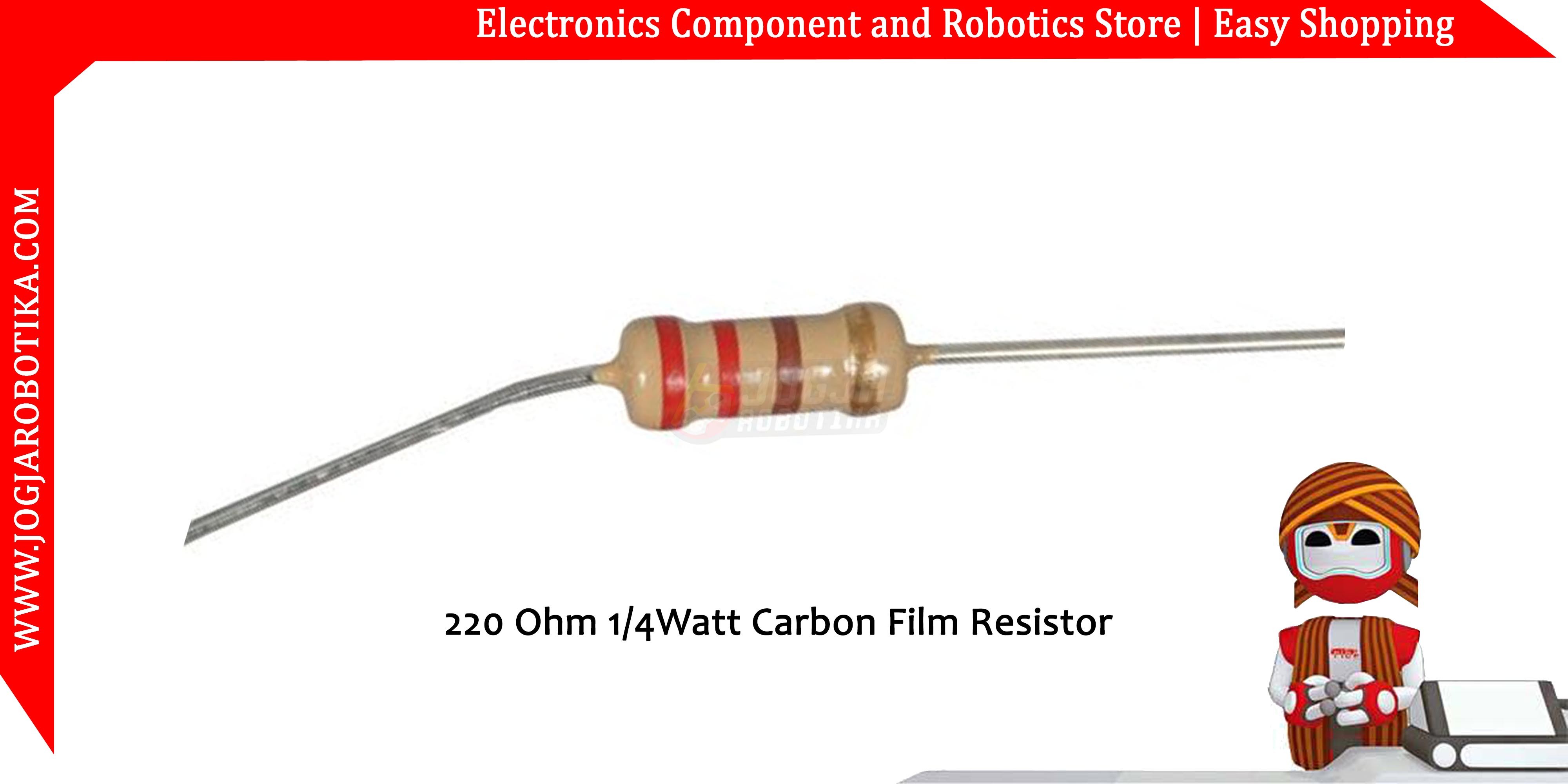 220 Ohm 1/4Watt Carbon Film Resistor