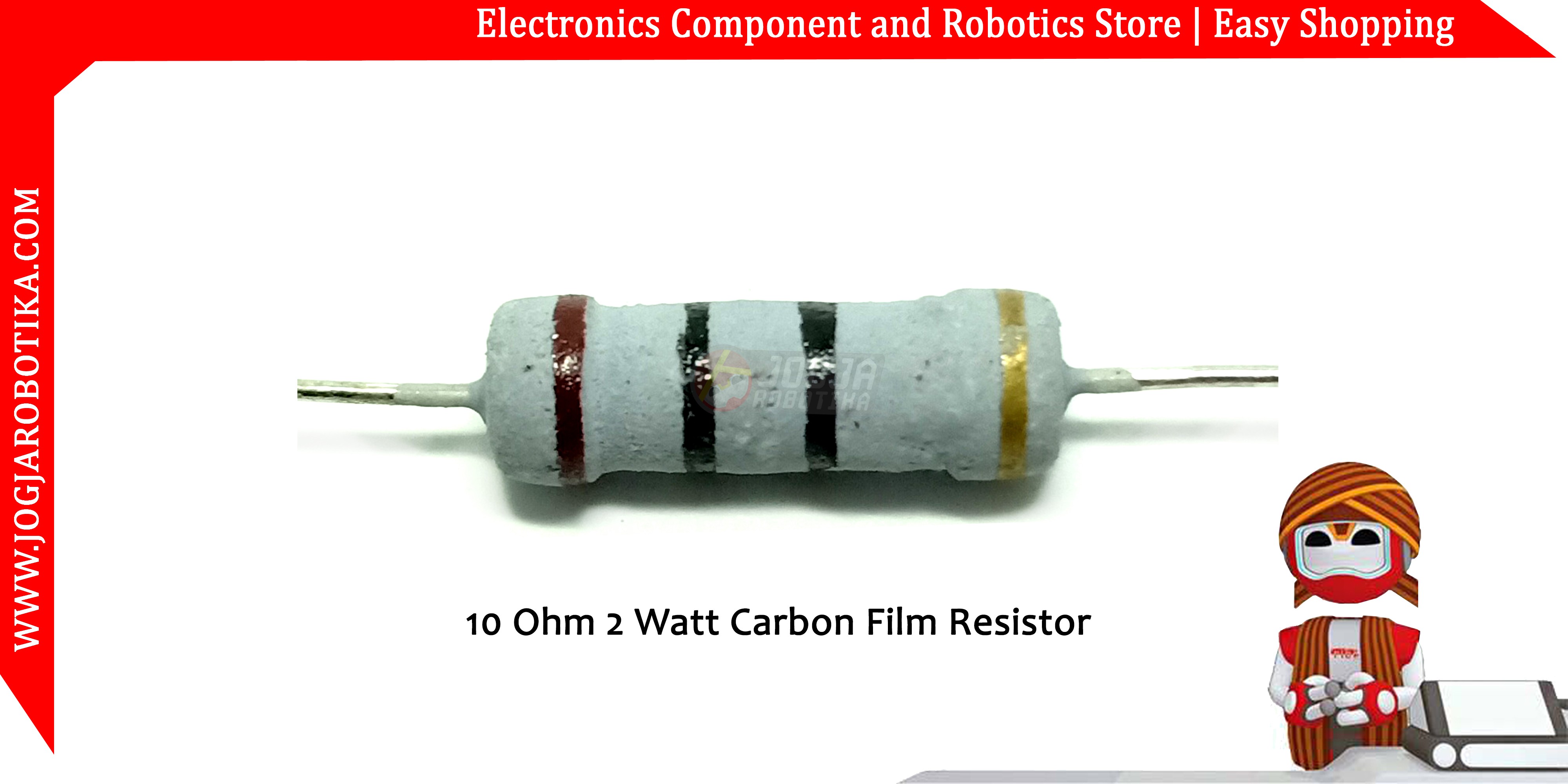 10 Ohm 2 Watt Carbon Film Resistor