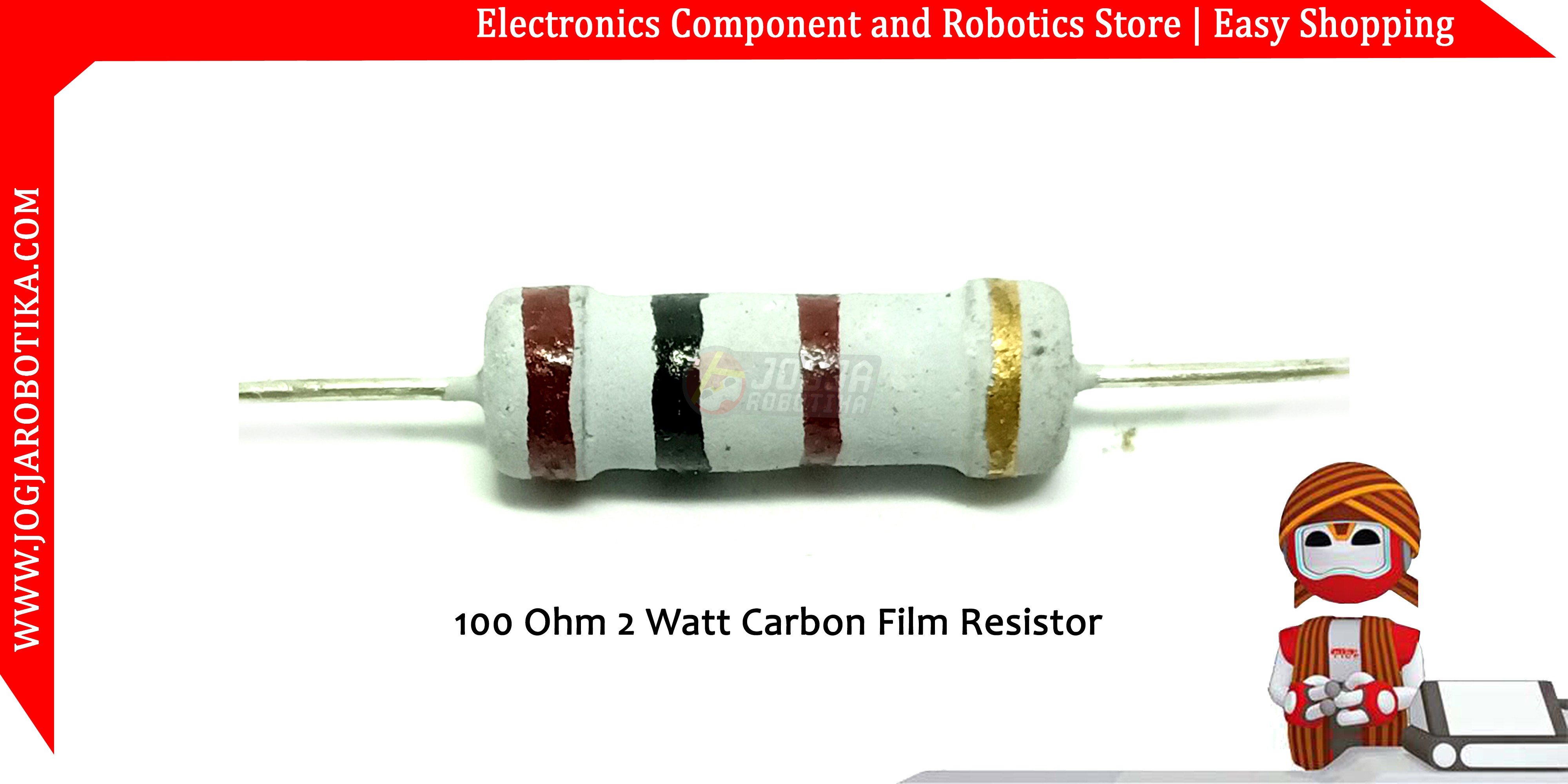 100 Ohm 2 Watt Carbon Film Resistor