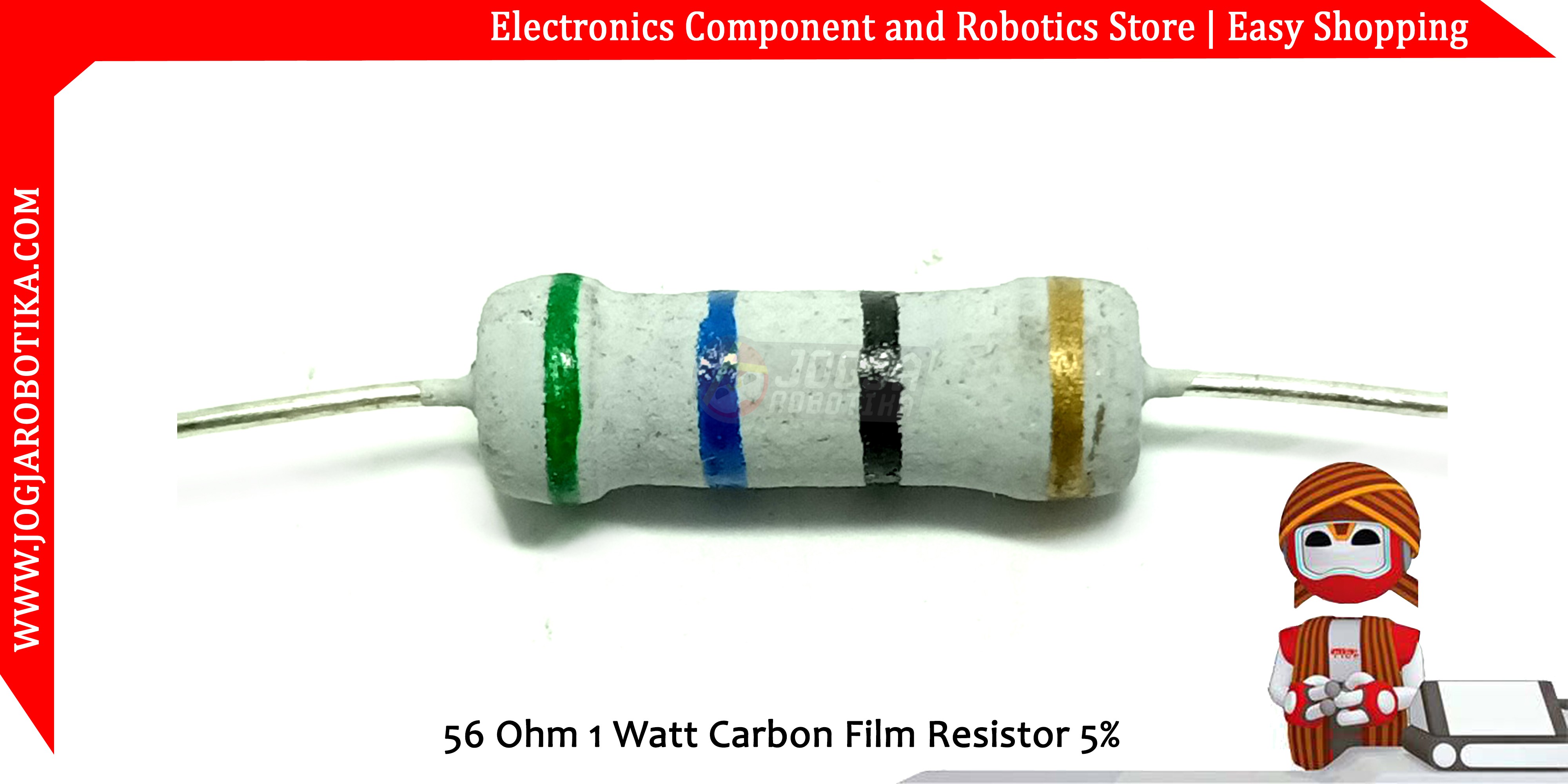 56 Ohm 1 Watt Carbon Film Resistor