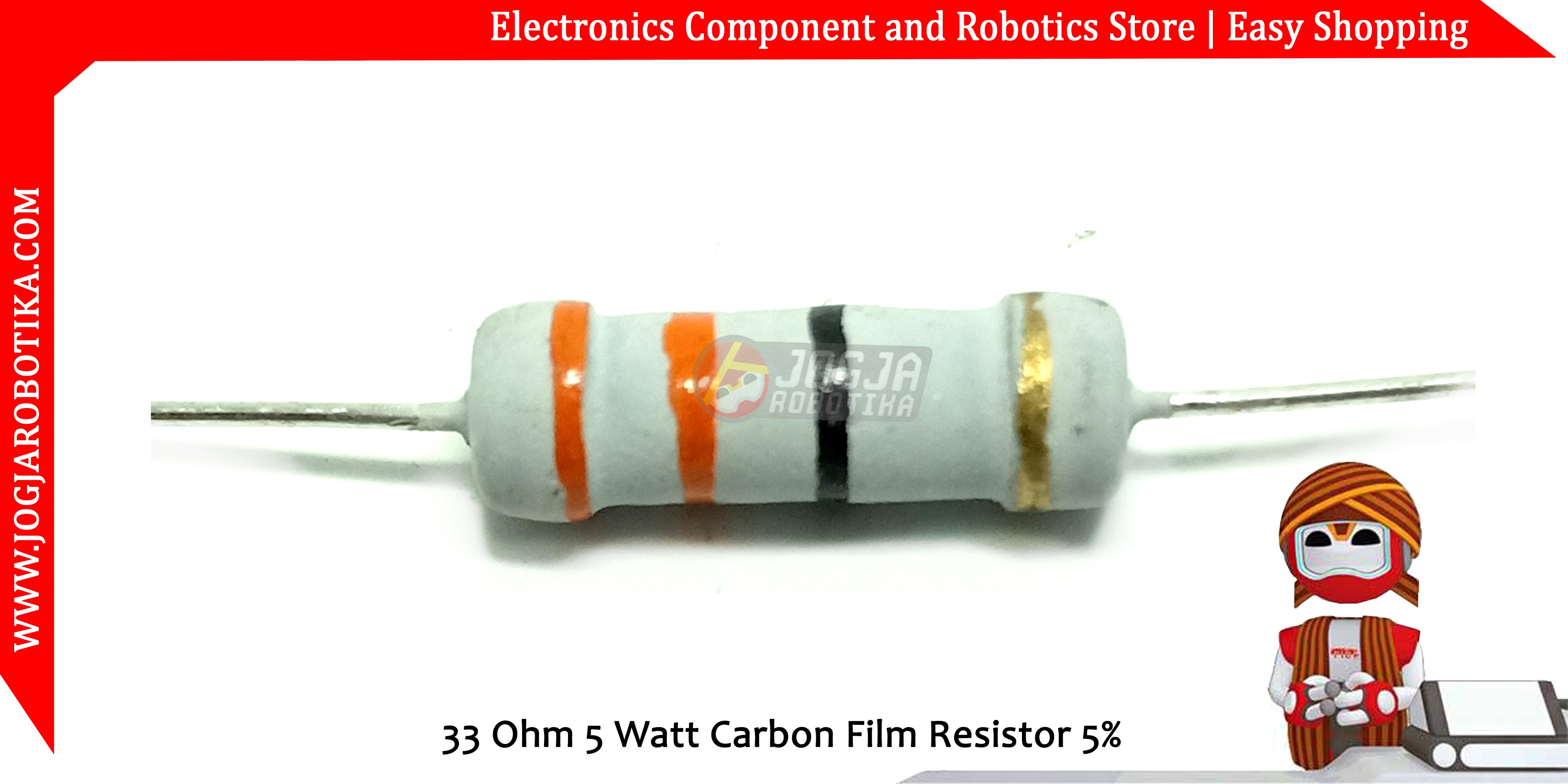 33 Ohm 5 Watt Carbon Film Resistor
