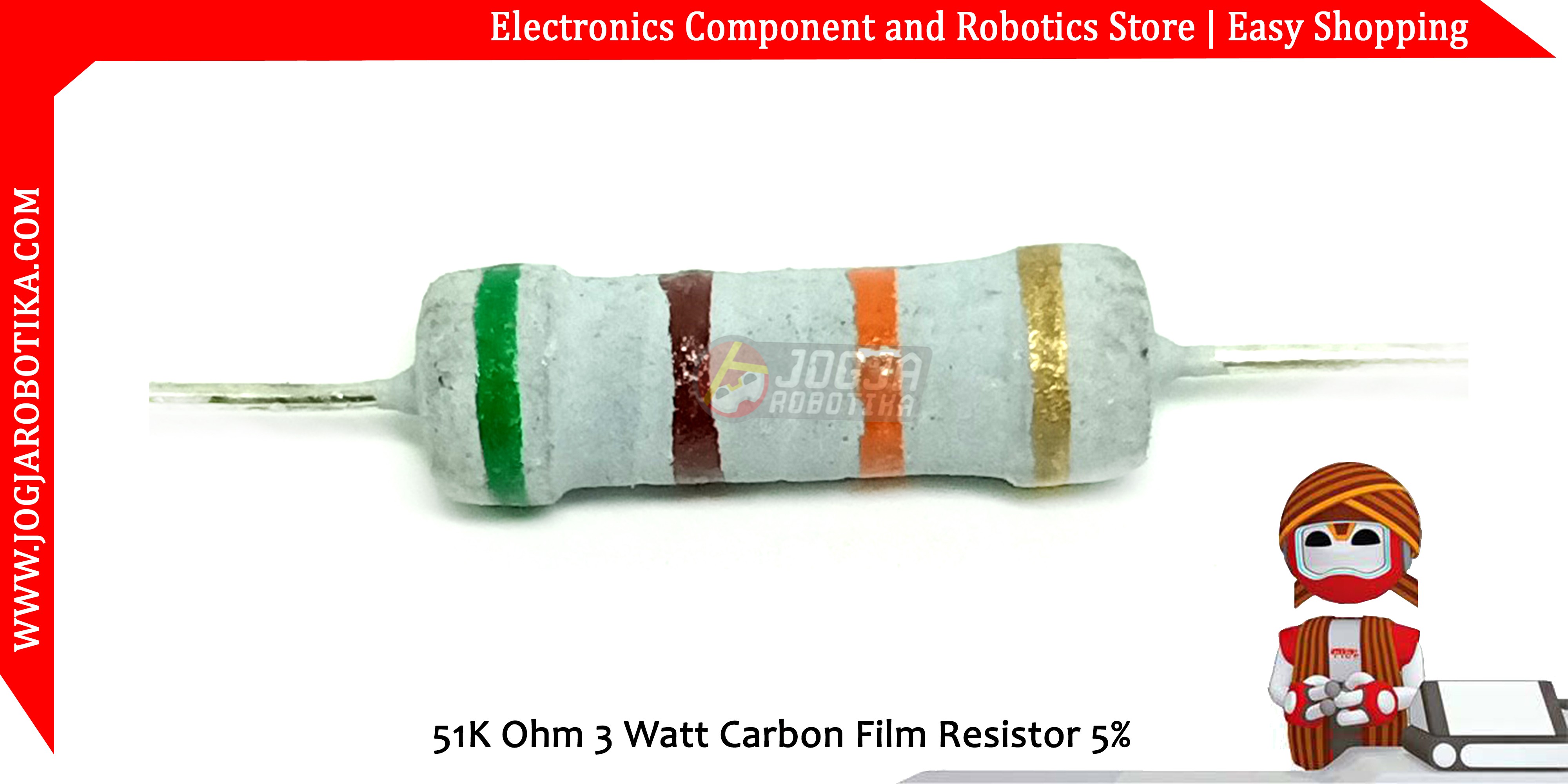 51K Ohm 3 Watt Carbon Film Resistor