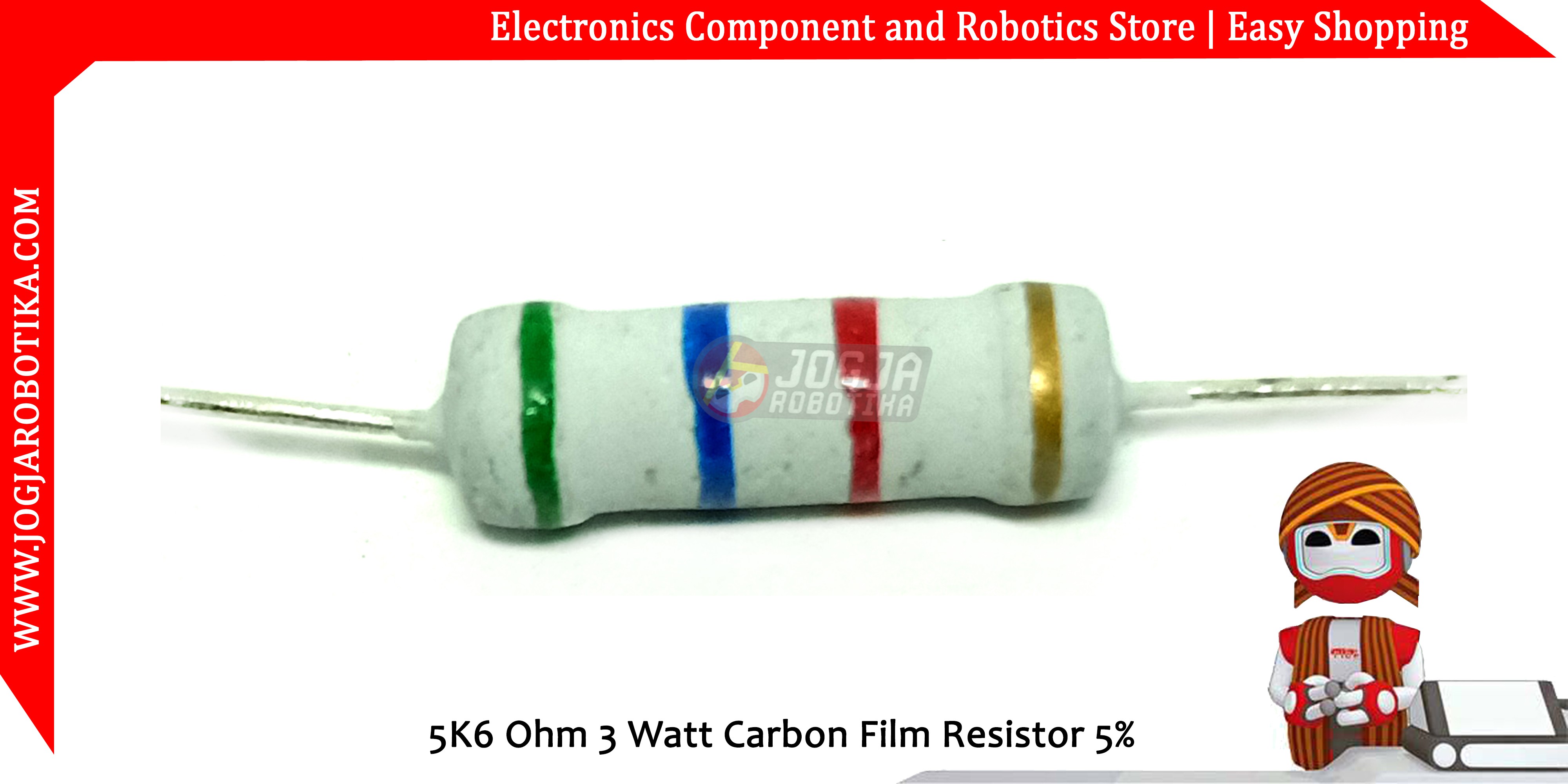 5K6 Ohm 3 Watt Carbon Film Resistor