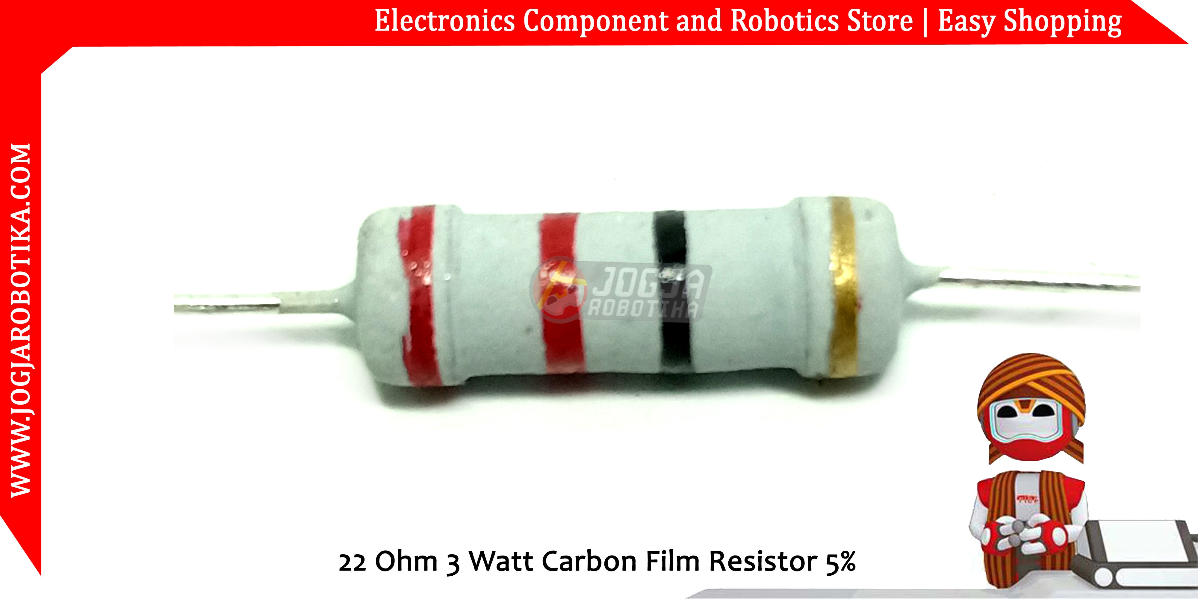 22 Ohm 3 Watt Carbon Film Resistor