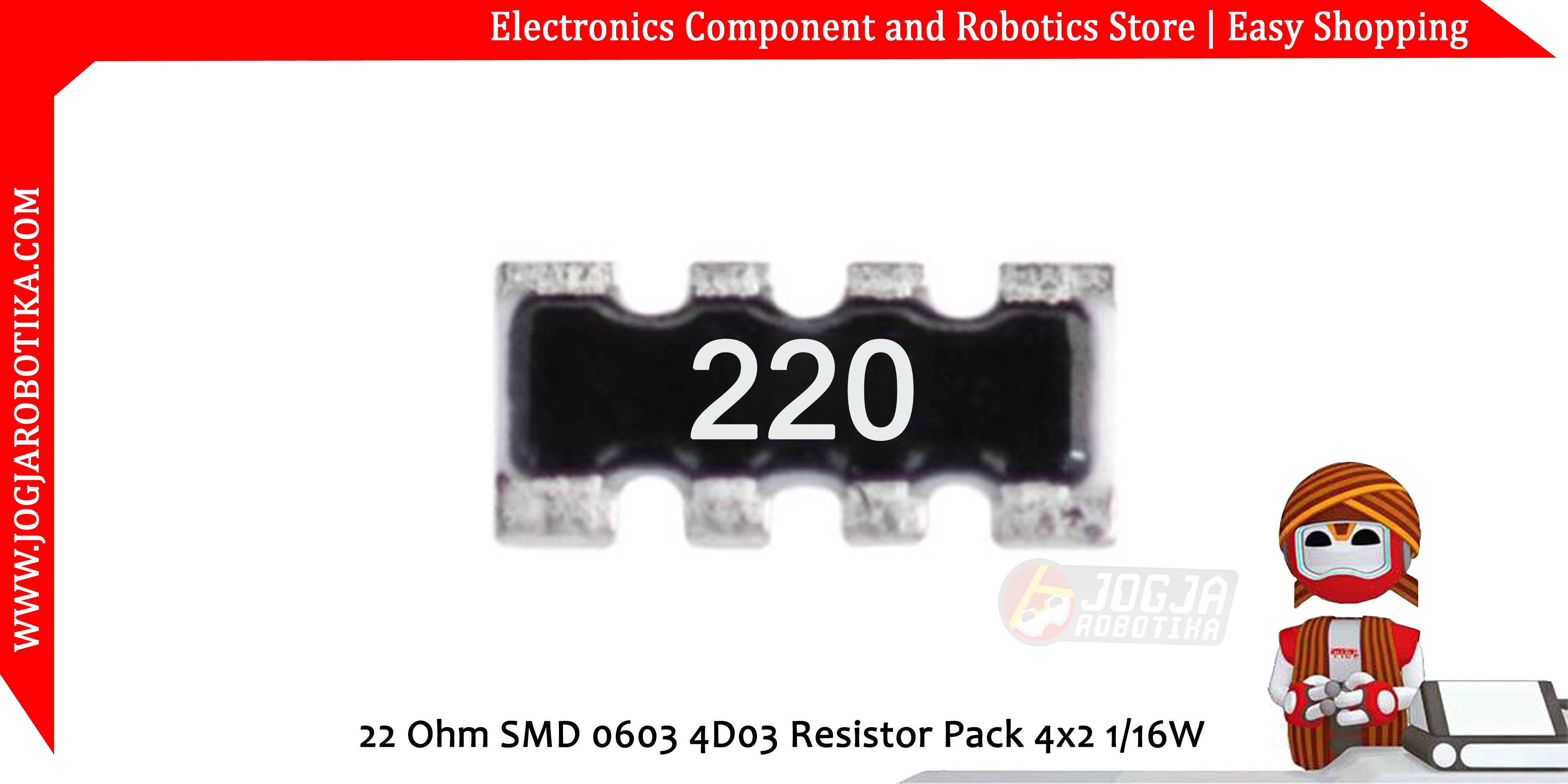 22 Ohm SMD 0603 4D03 Resistor Pack 4x2 1/16W