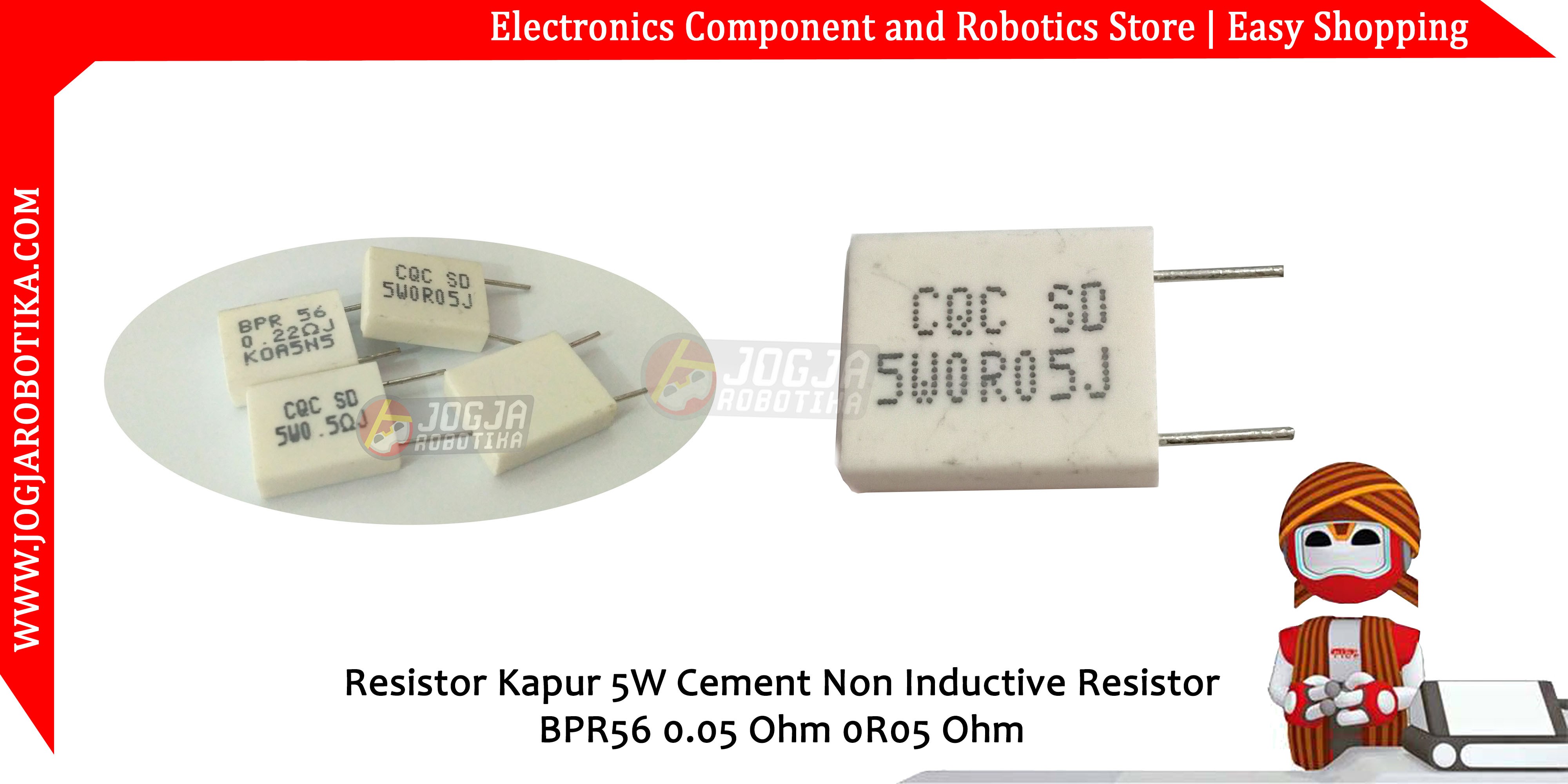 Resistor Kapur 5W Cement Non Inductive Resistor BPR56 CQC 0.05 Ohm 0R05 Ohm