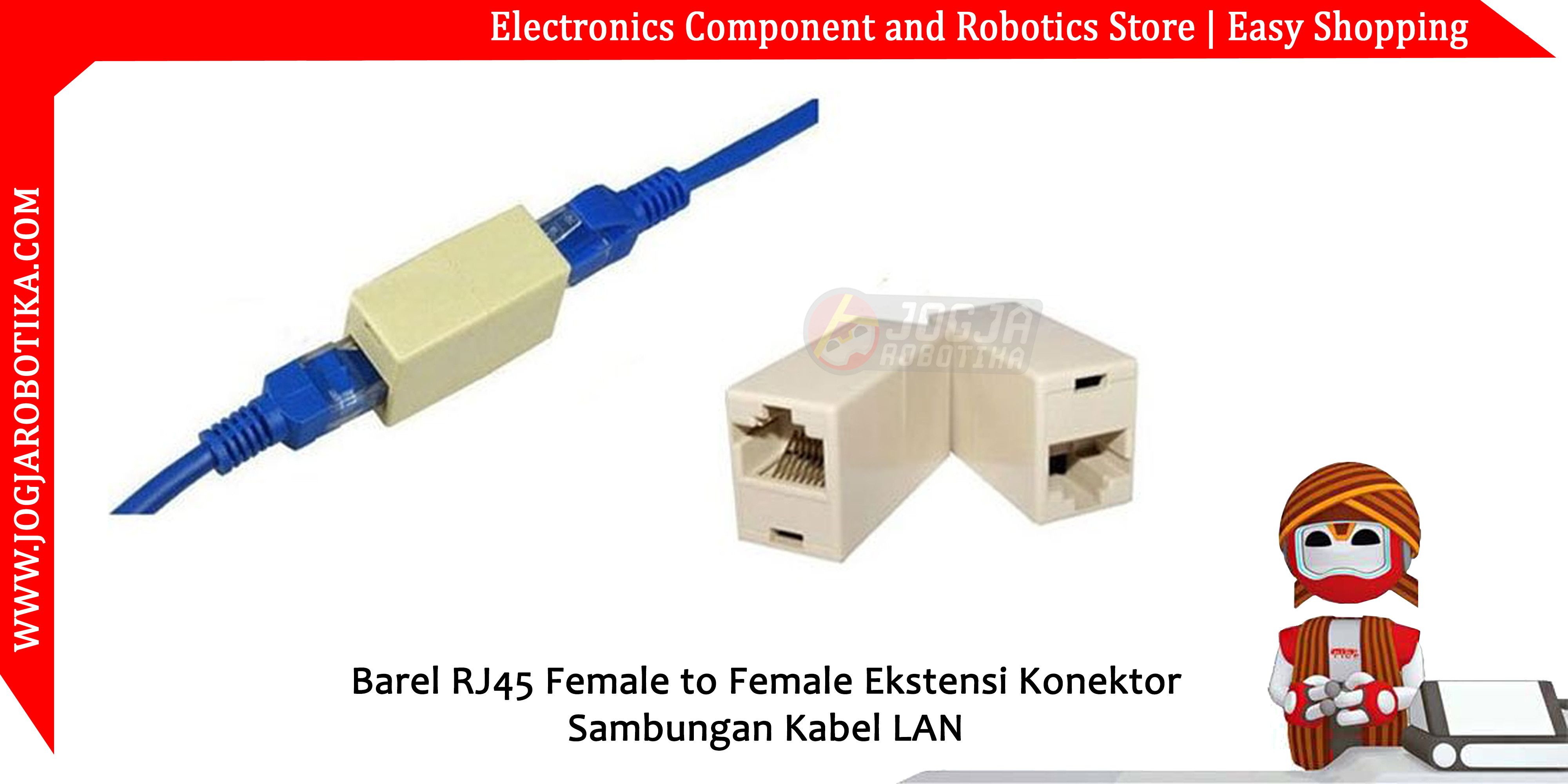 Barel RJ45 Female to Female Ekstensi Konektor Sambungan Kabel LAN