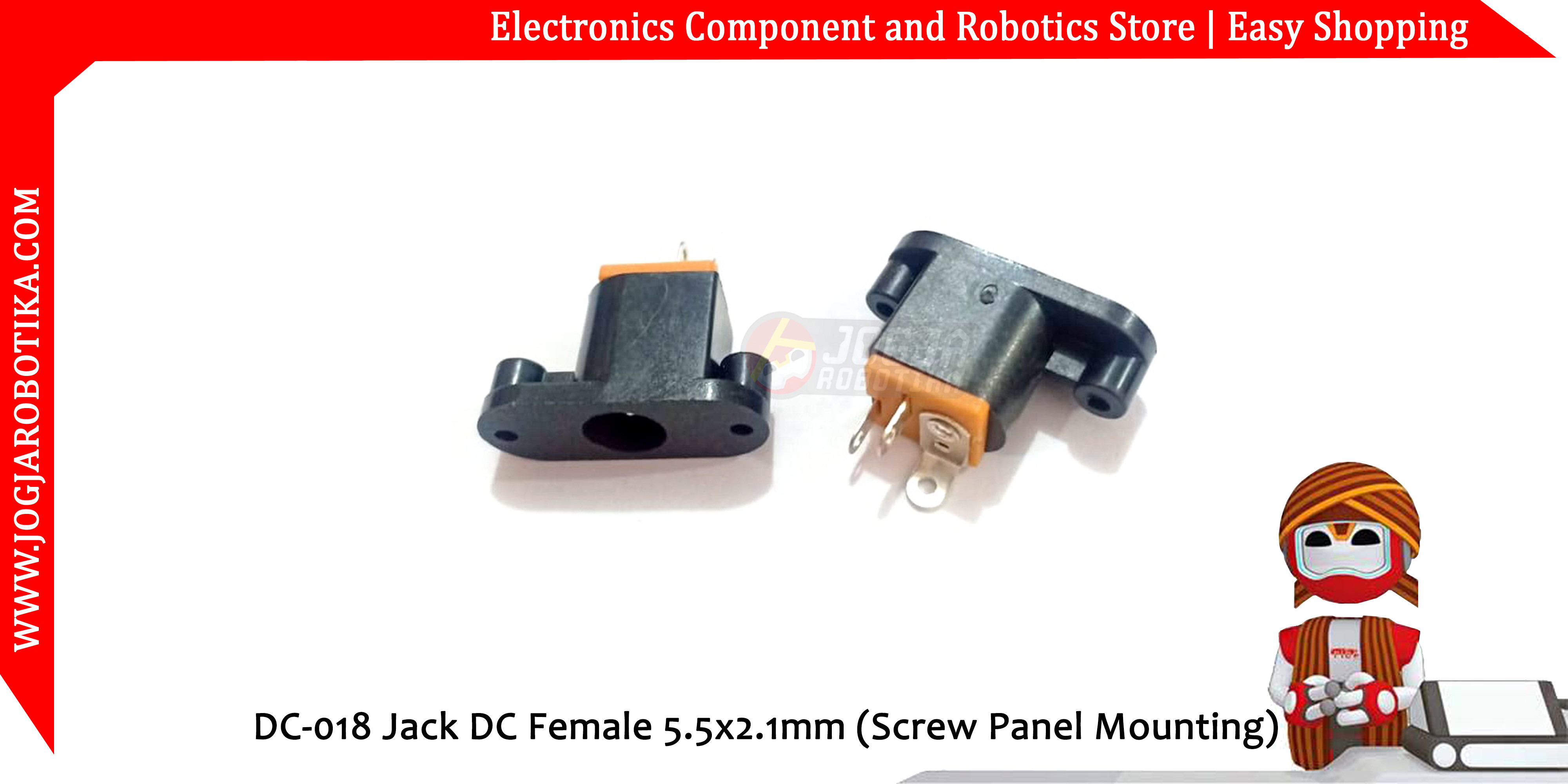 DC-018 Jack DC Female 5.5x2.1mm (Screw Panel Mounting)