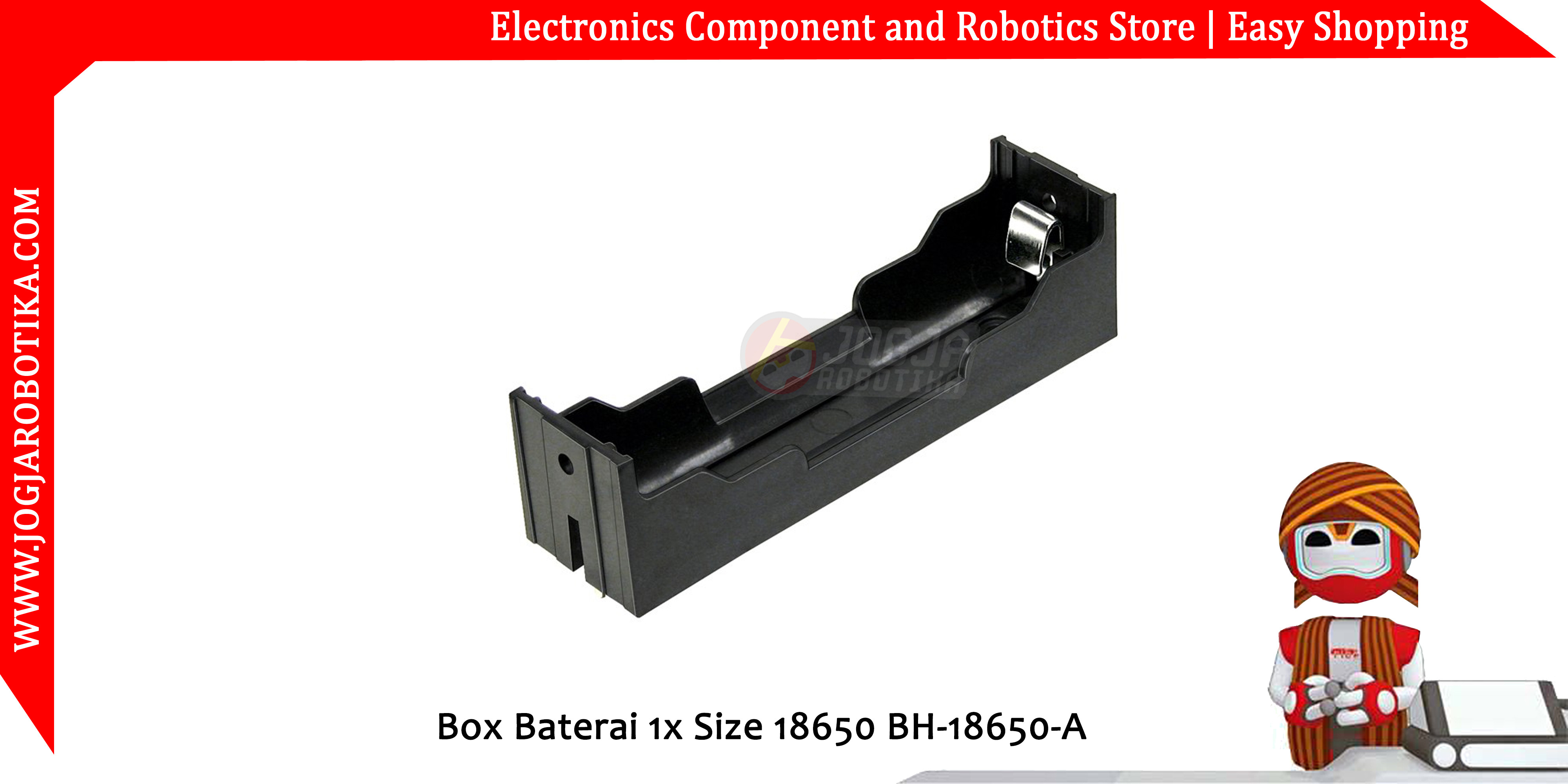 Box Baterai 1x Size 18650 PCB Mount DIP