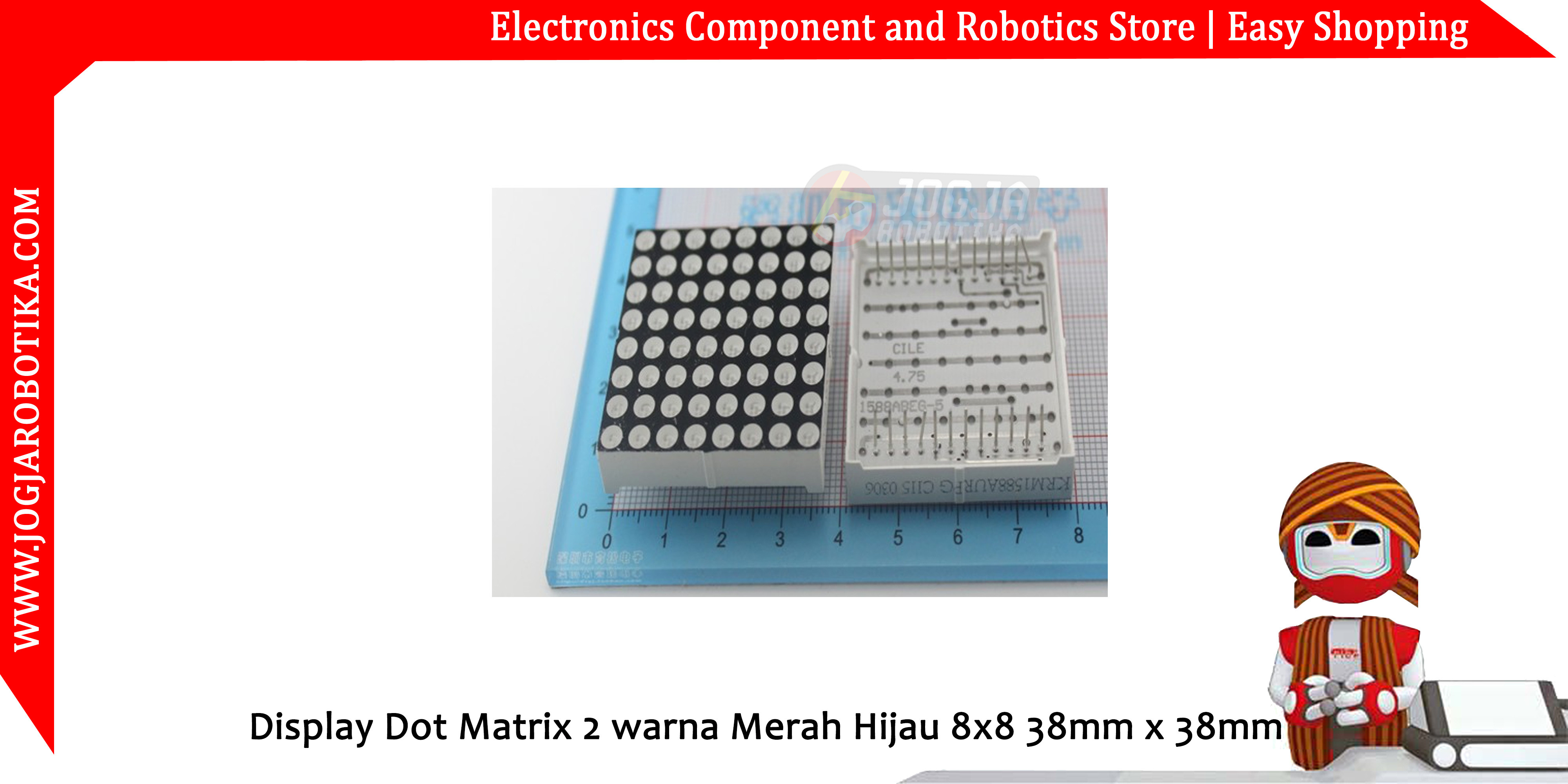 Display Dot Matrix 2 warna Merah Hijau 8x8 38mm x 38mm