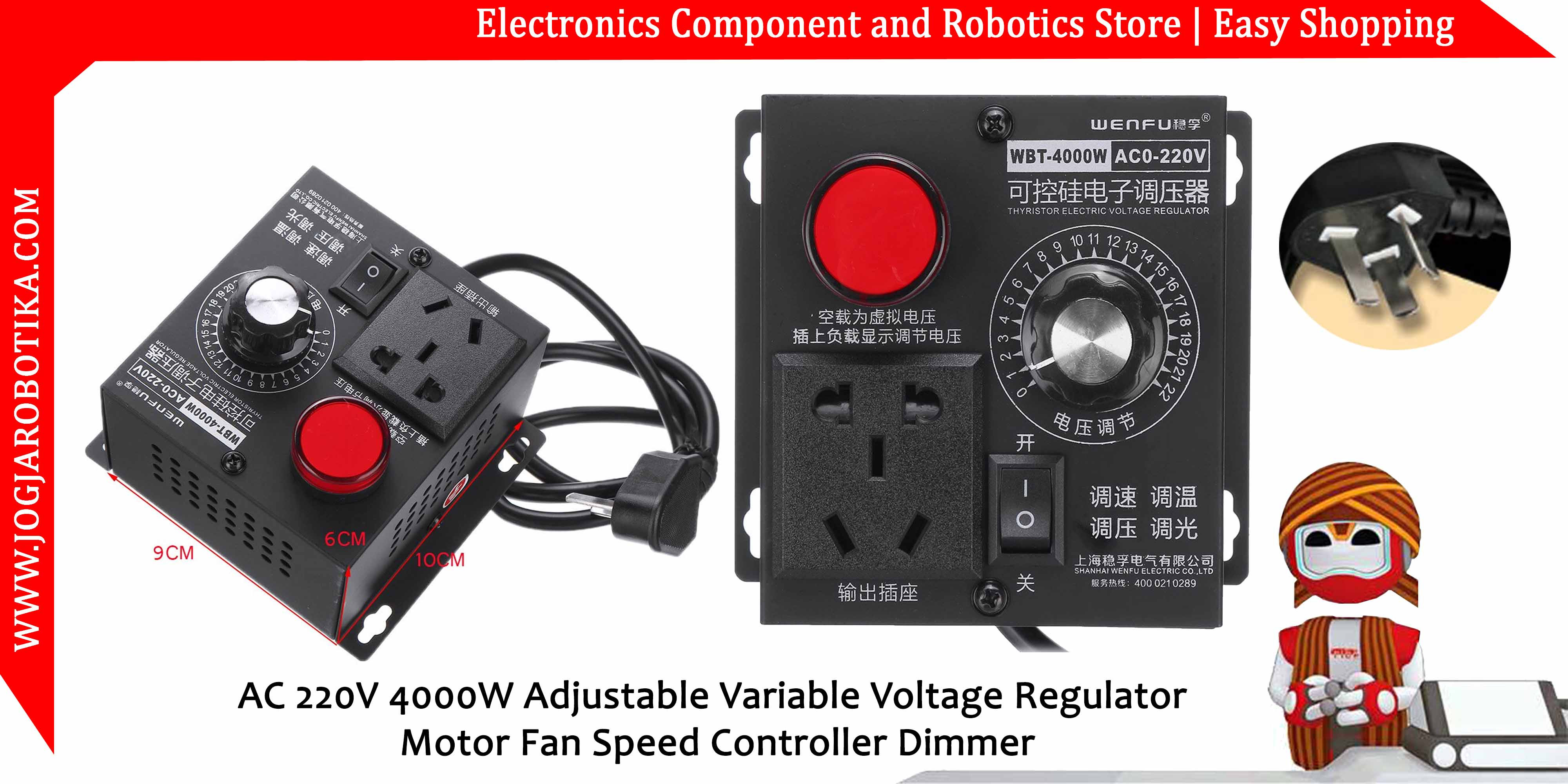 WBT-4000W AC 220V 4000W Adjustable Variable Voltage Regulator Motor Fan Speed Controller Dimmer