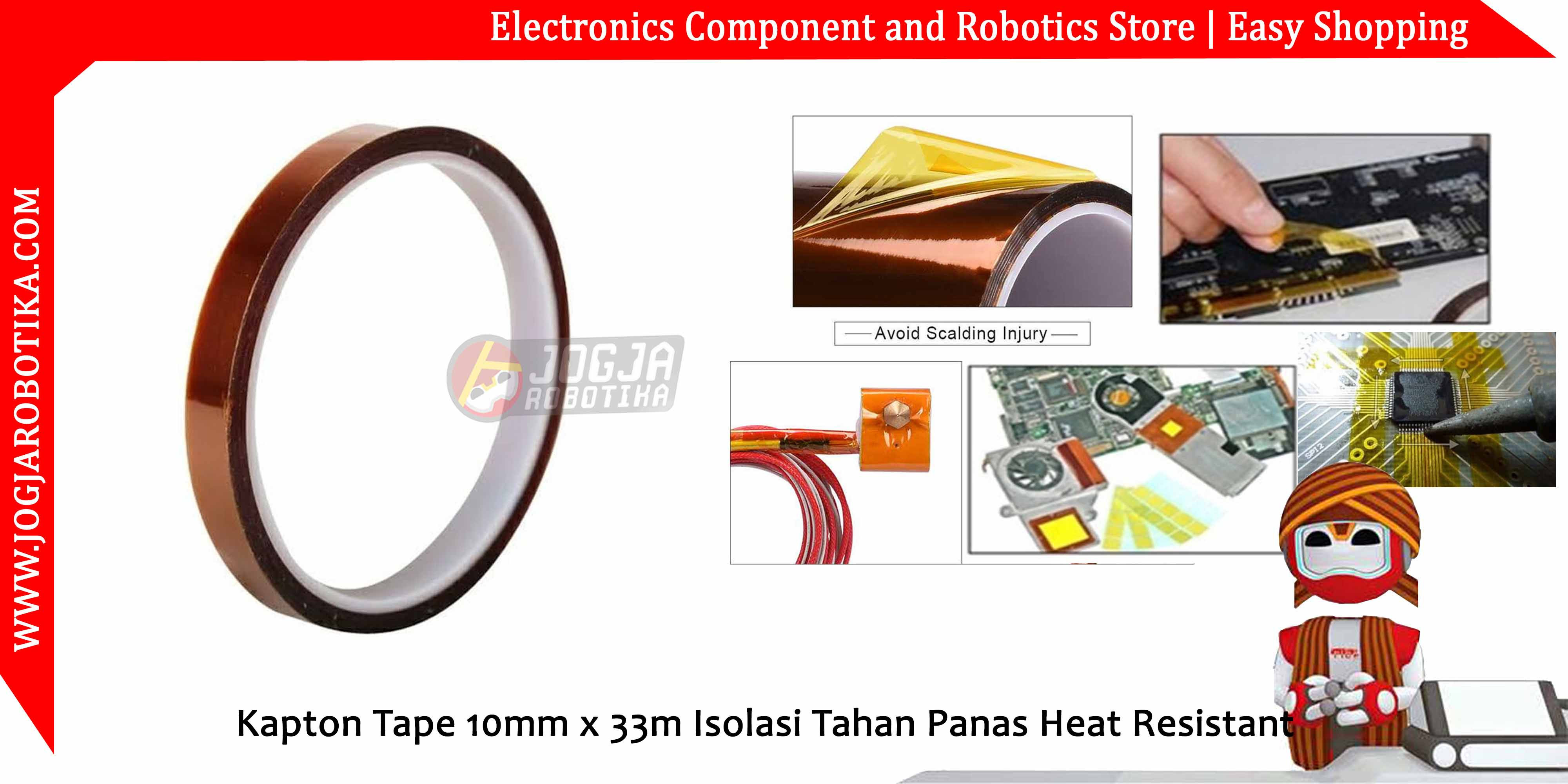 Kapton Tape 10mm Isolasi Tahan Panas Heat Resistant