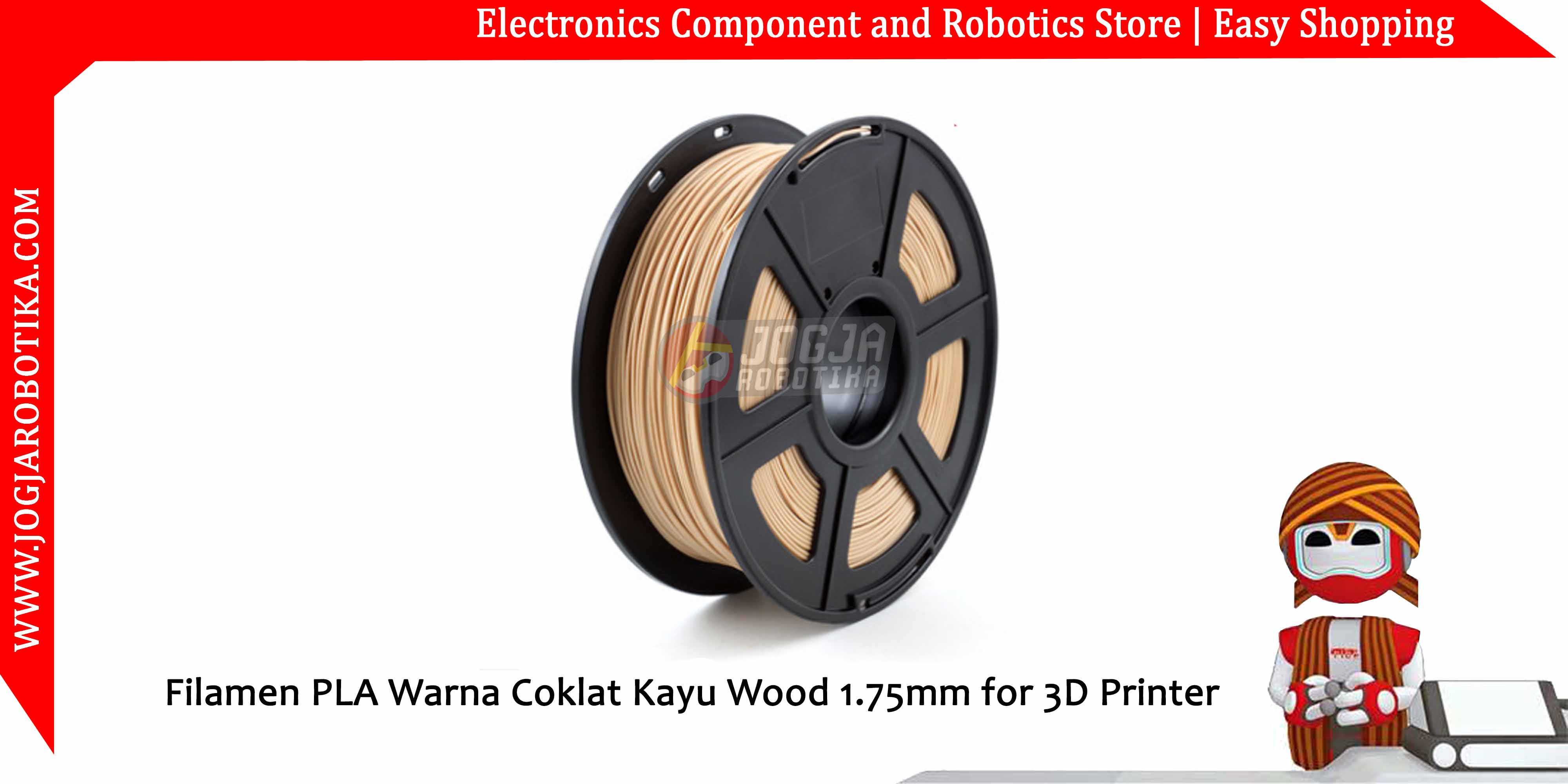 SunDcreate Filamen 3D Printer Filament PLA Coklat Kayu Wood 1.75mm 1 Kg