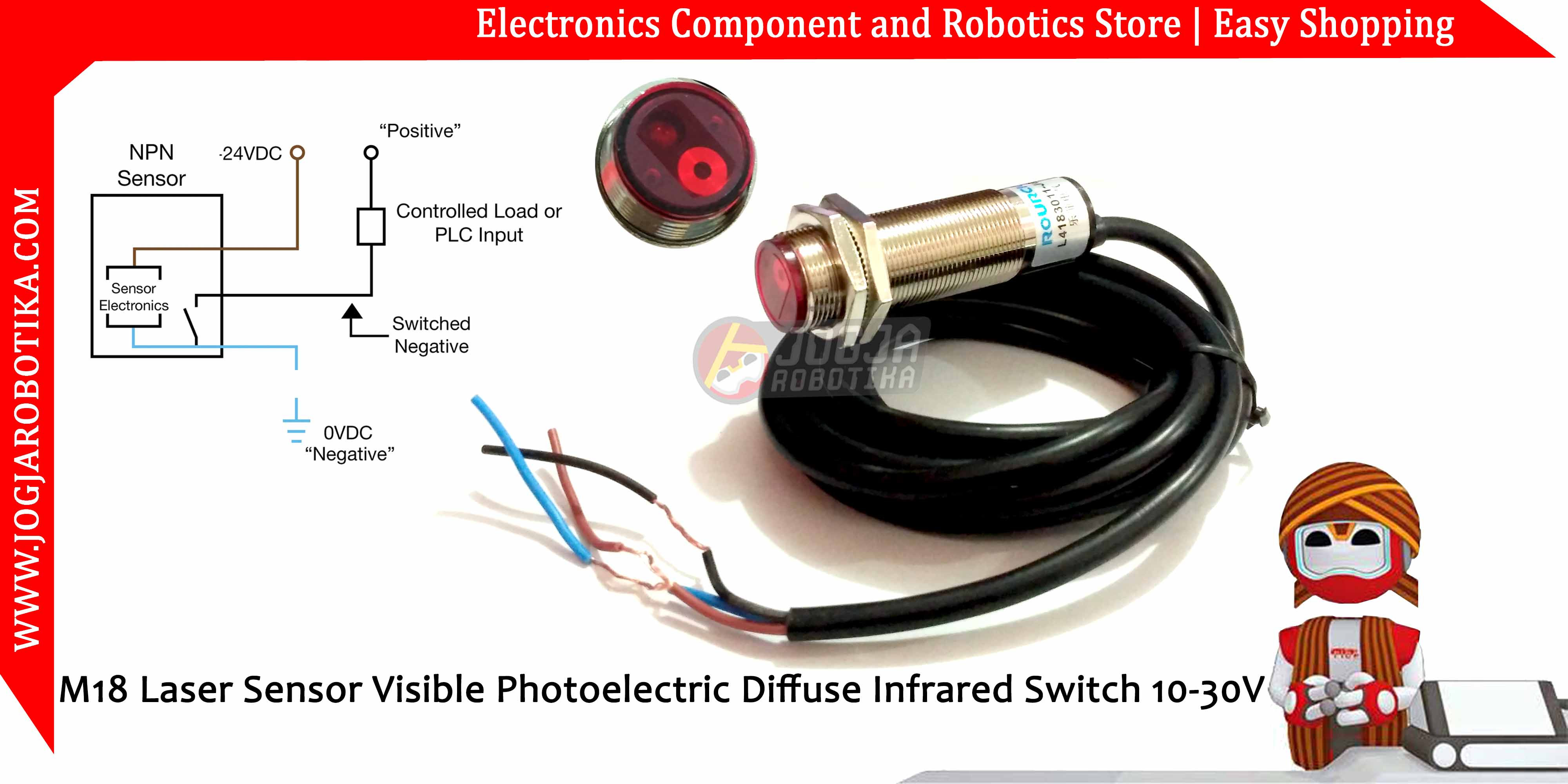 M18 Laser Sensor Visible Photoelectric Diffuse Infrared Switch 10-30V L4183011-JG NPN NO