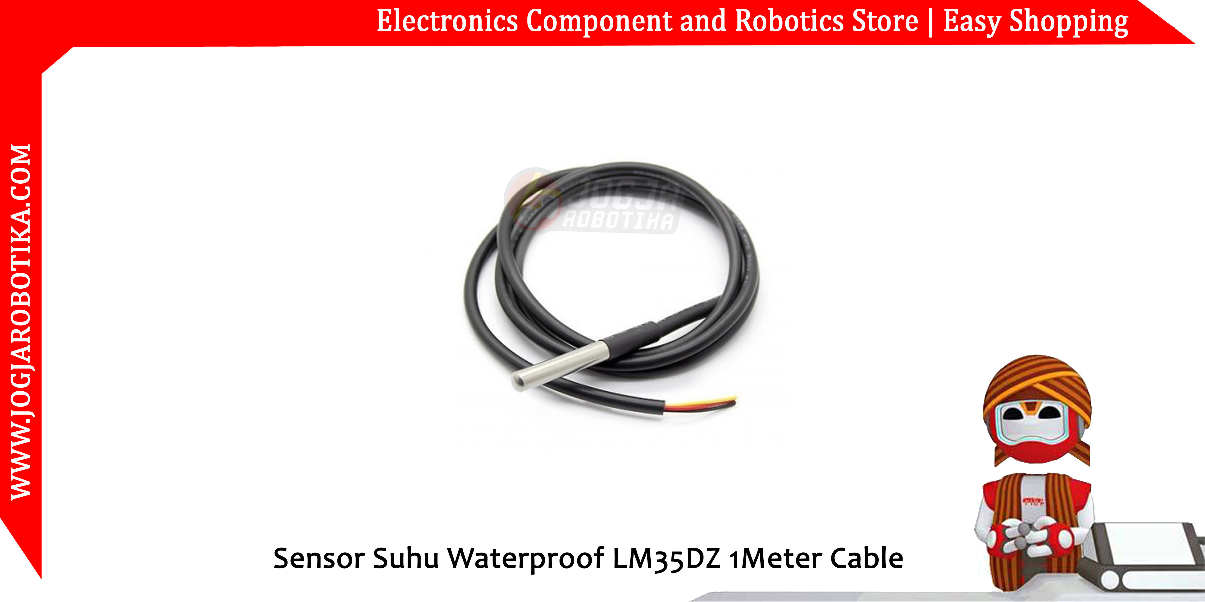 Sensor Suhu Waterproof LM35DZ 1Meter Cable LM35 Waterproof