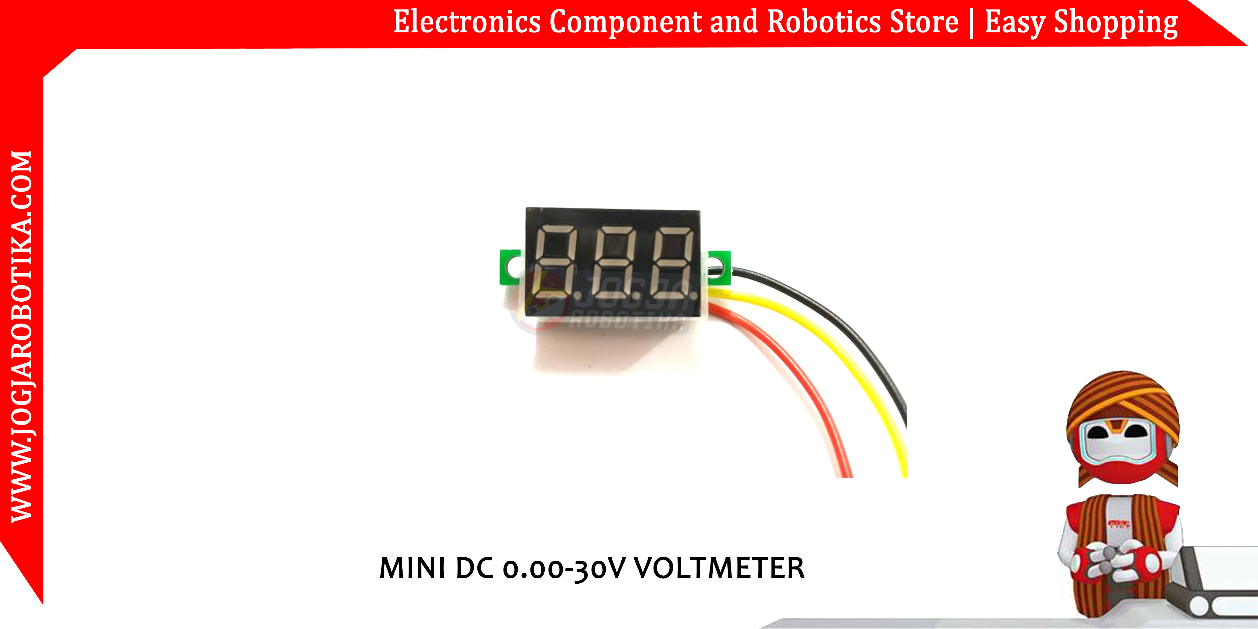 MINI VOLTMETER DIGITAL DC 4-30V 0-100V 3 DIGIT 0.36 INCH - MERAH