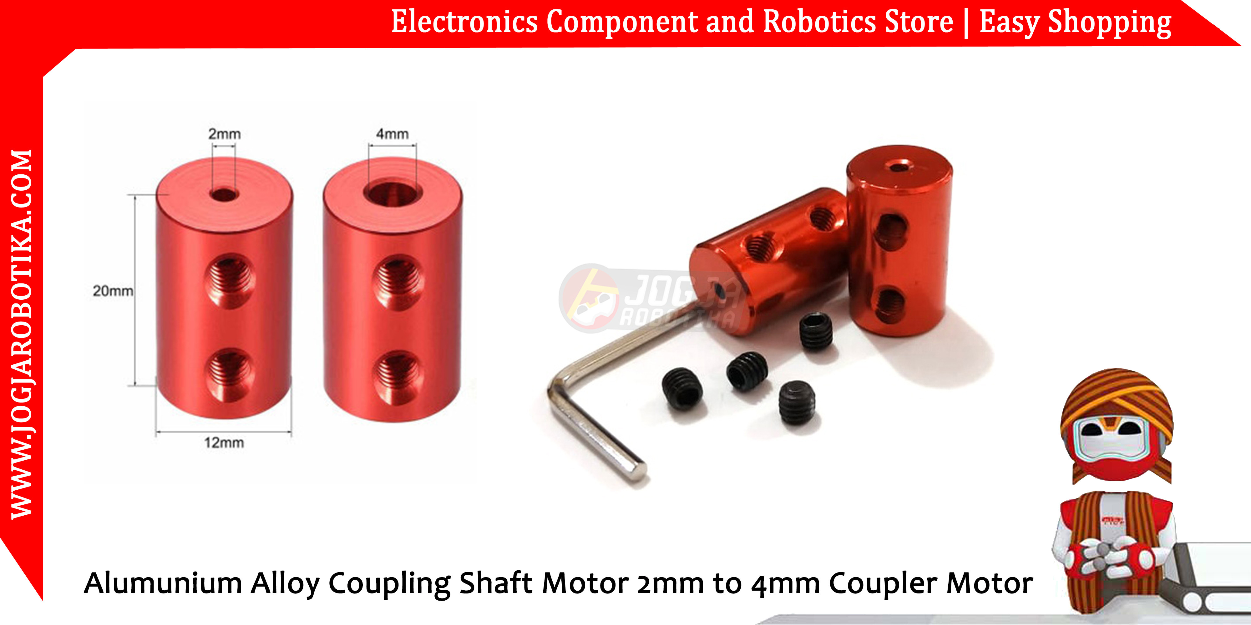Alumunium Alloy Coupling Shaft Motor 2mm to 4mm Coupler Coupling Motor