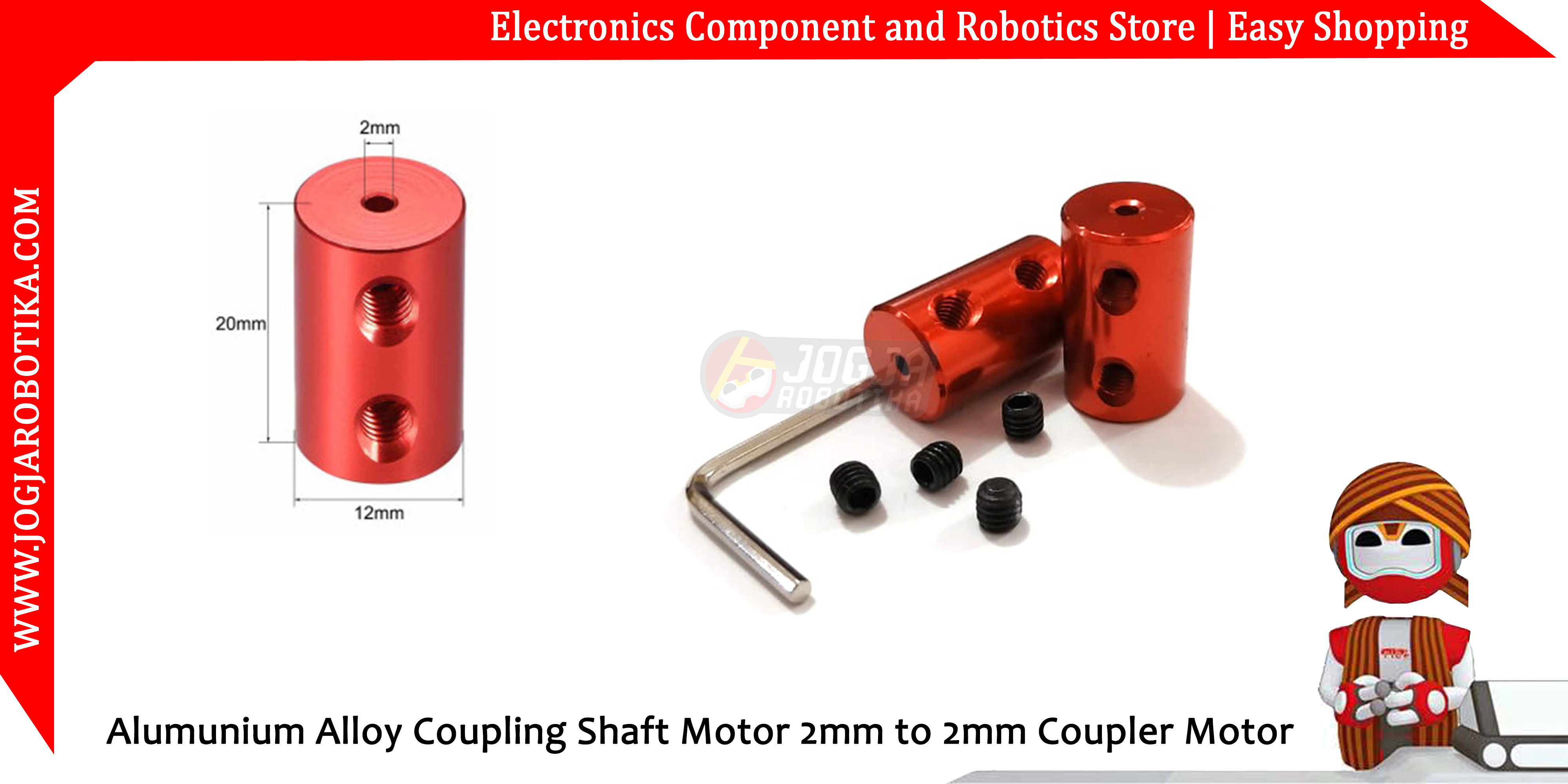 Alumunium Alloy Coupling Shaft Motor 2mm to 2mm Coupler Coupling Motor
