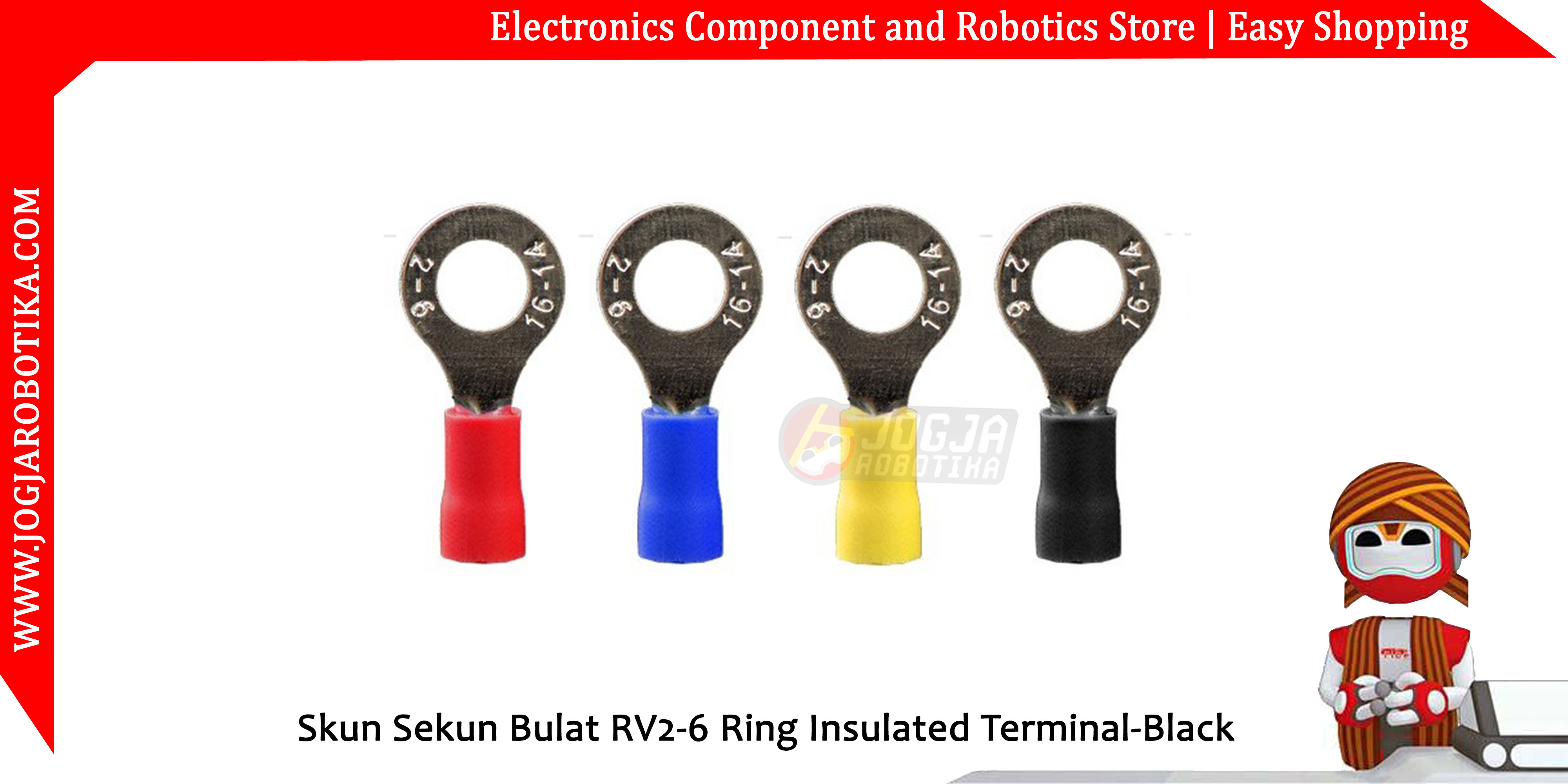 Skun Sekun Bulat RV2-6 Ring Insulated Terminal-Black