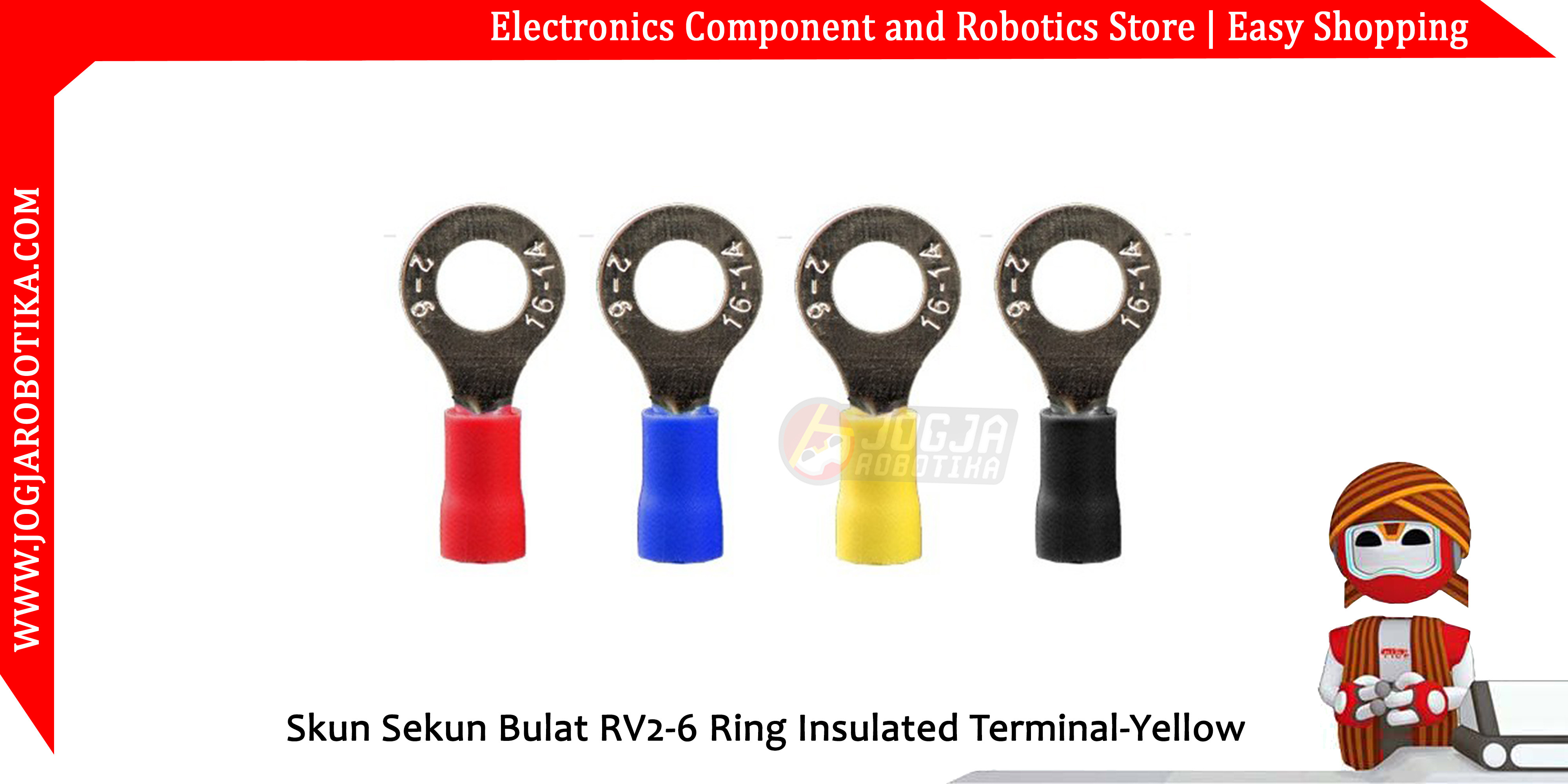 Skun Sekun Bulat RV2-6 Ring Insulated Terminal-Yellow