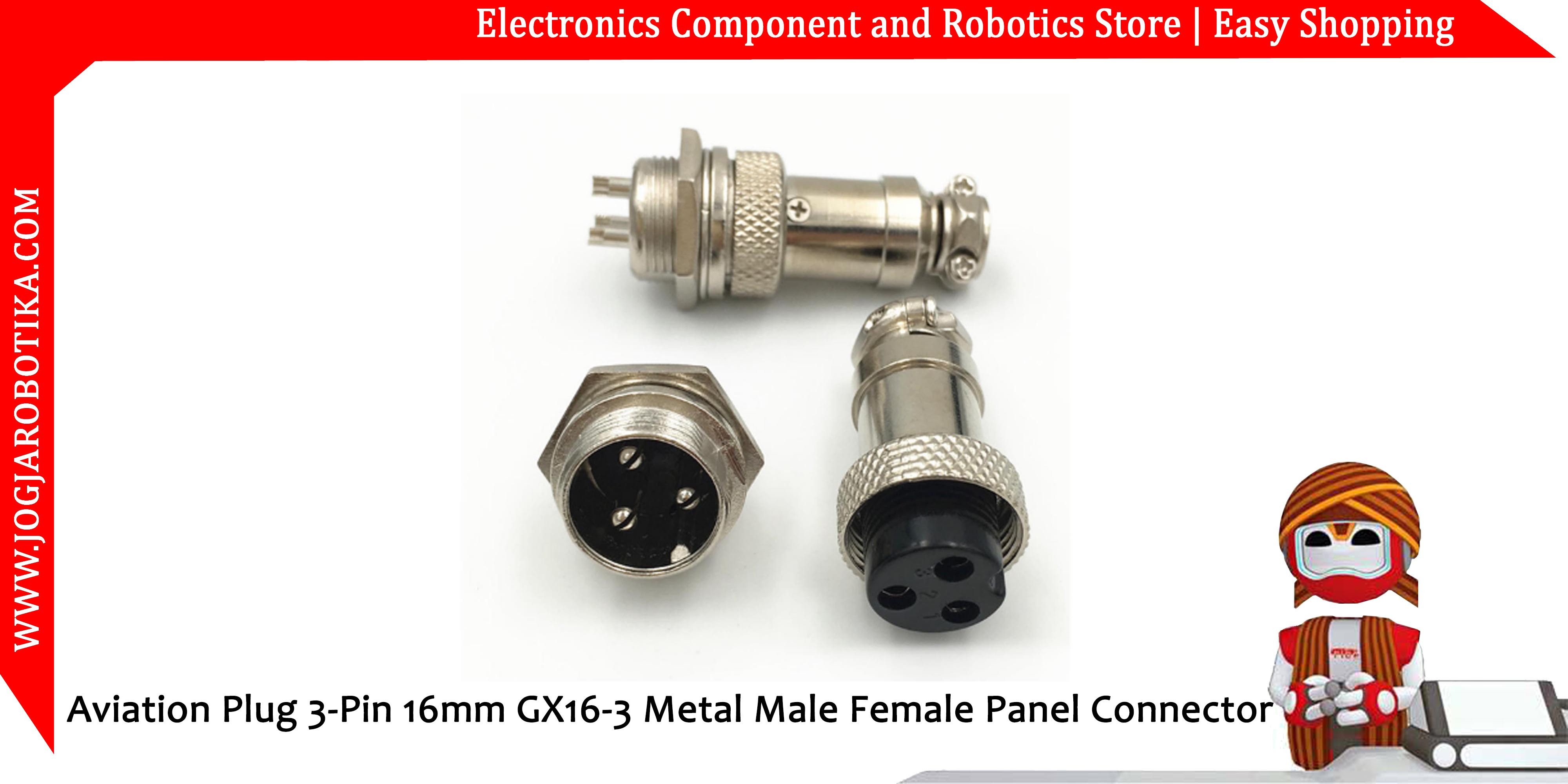 Aviation Plug 3-Pin 16mm GX16-3 Metal Male Female Panel Connector