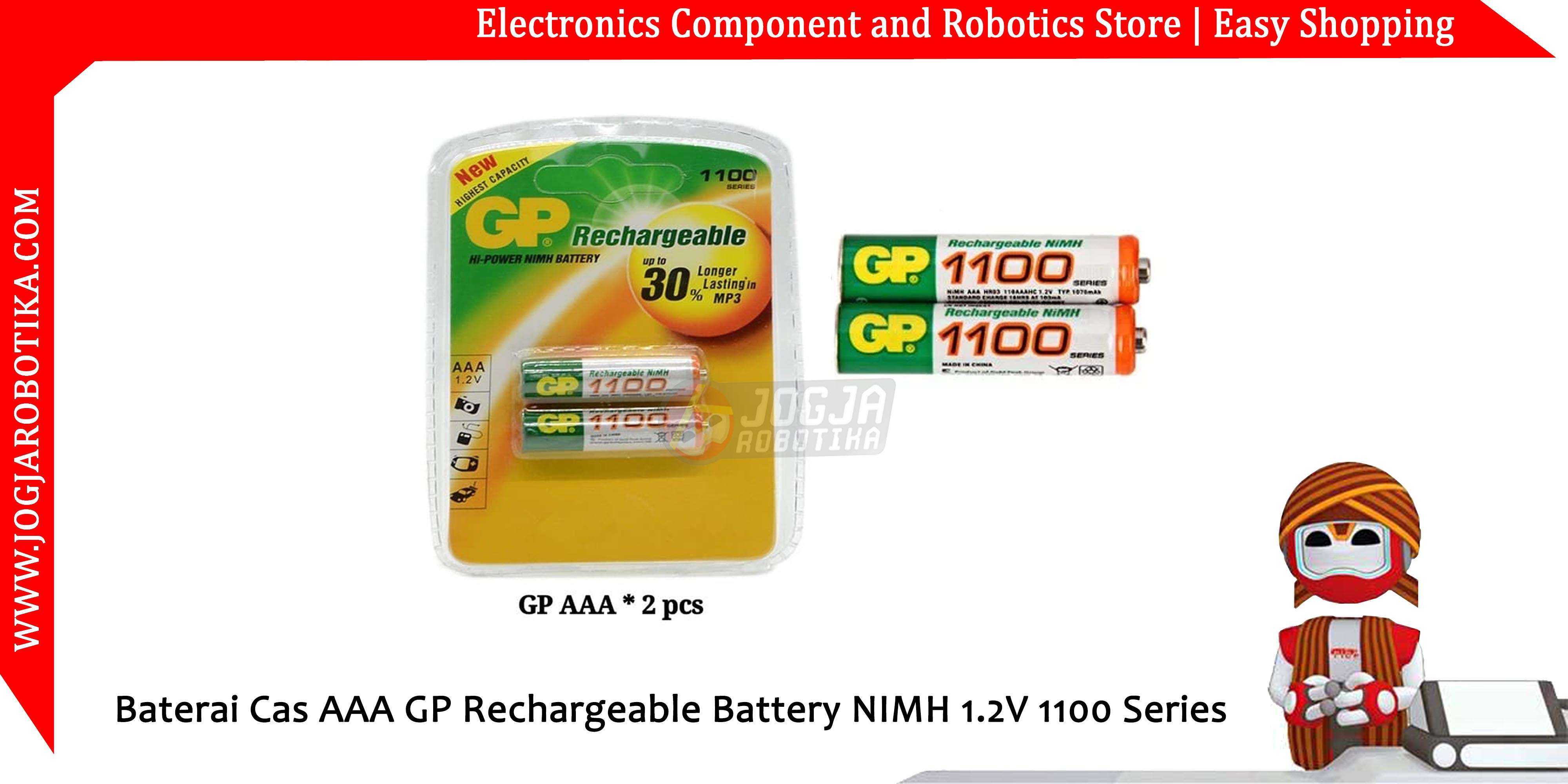 Baterai Cas AAA GP Rechargeable Battery NIMH 1.2V 1100 Series