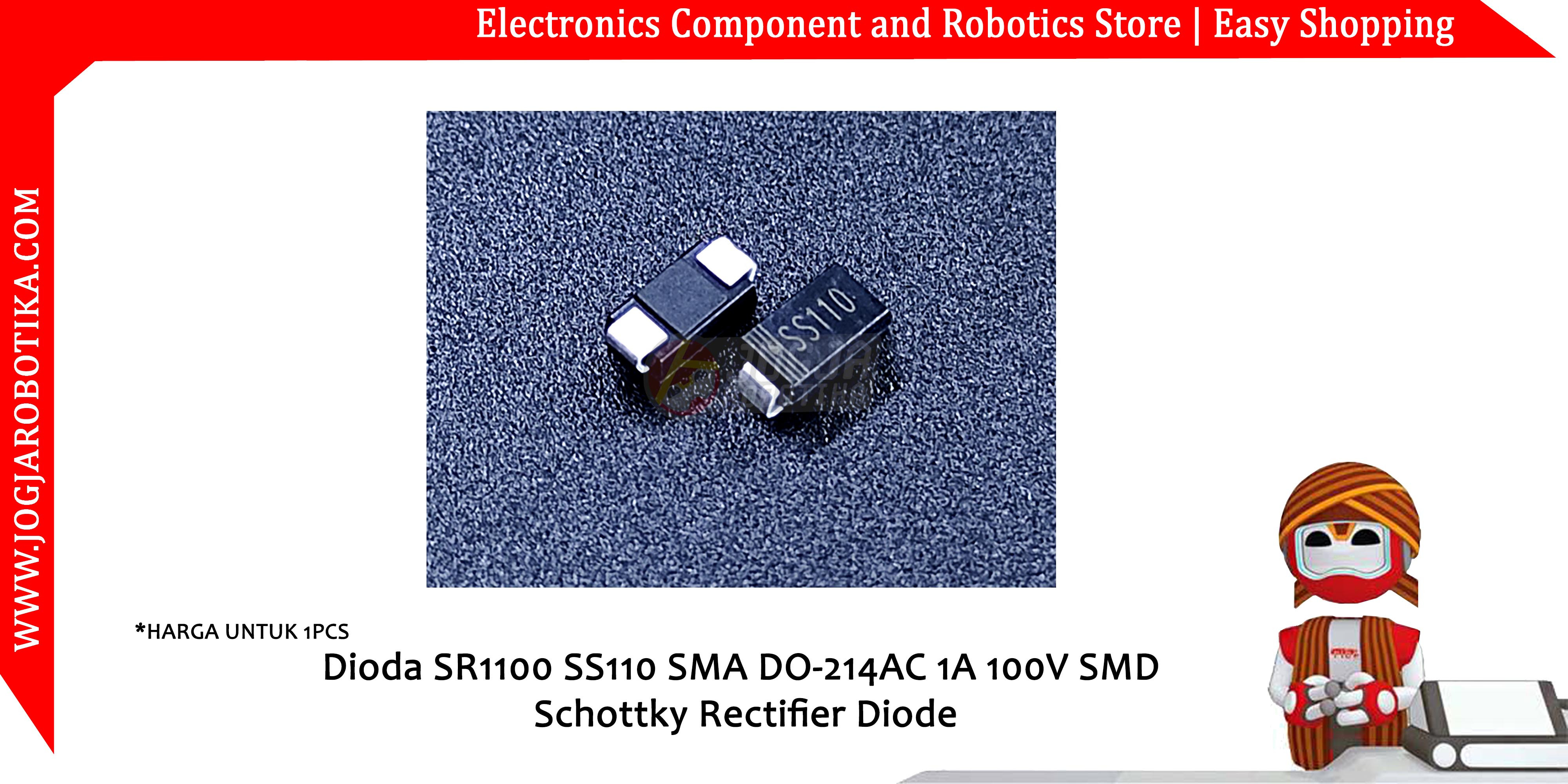 Dioda SR1100 SS110 SMA DO-214AC 1A 100V SMD Schottky Rectifier Diode