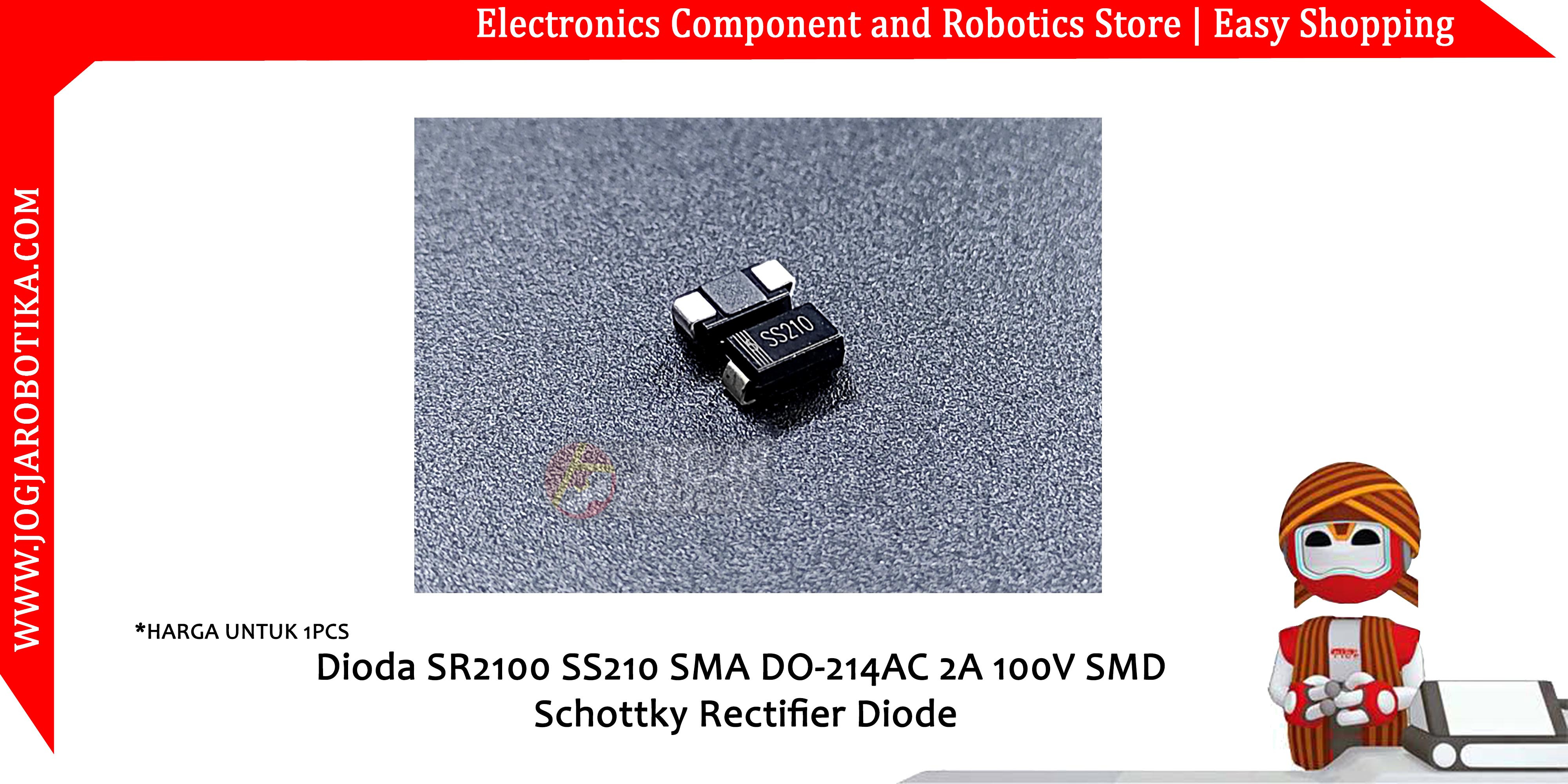Dioda SR2100 SS210 SMA DO-214AC 2A 100V SMD Schottky Rectifier Diode