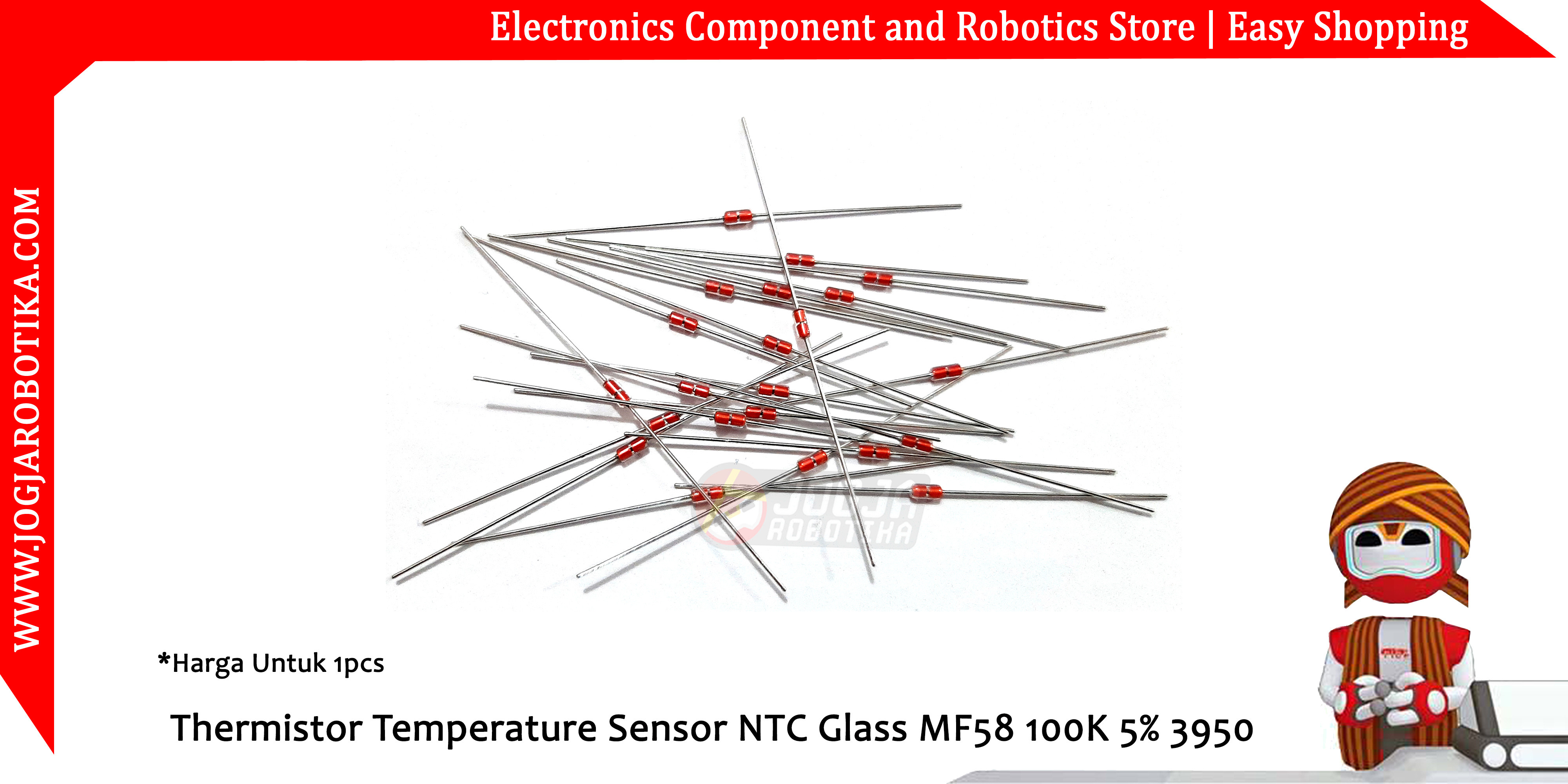 Thermistor Temperature Sensor NTC Glass MF58 100K 5% 3950