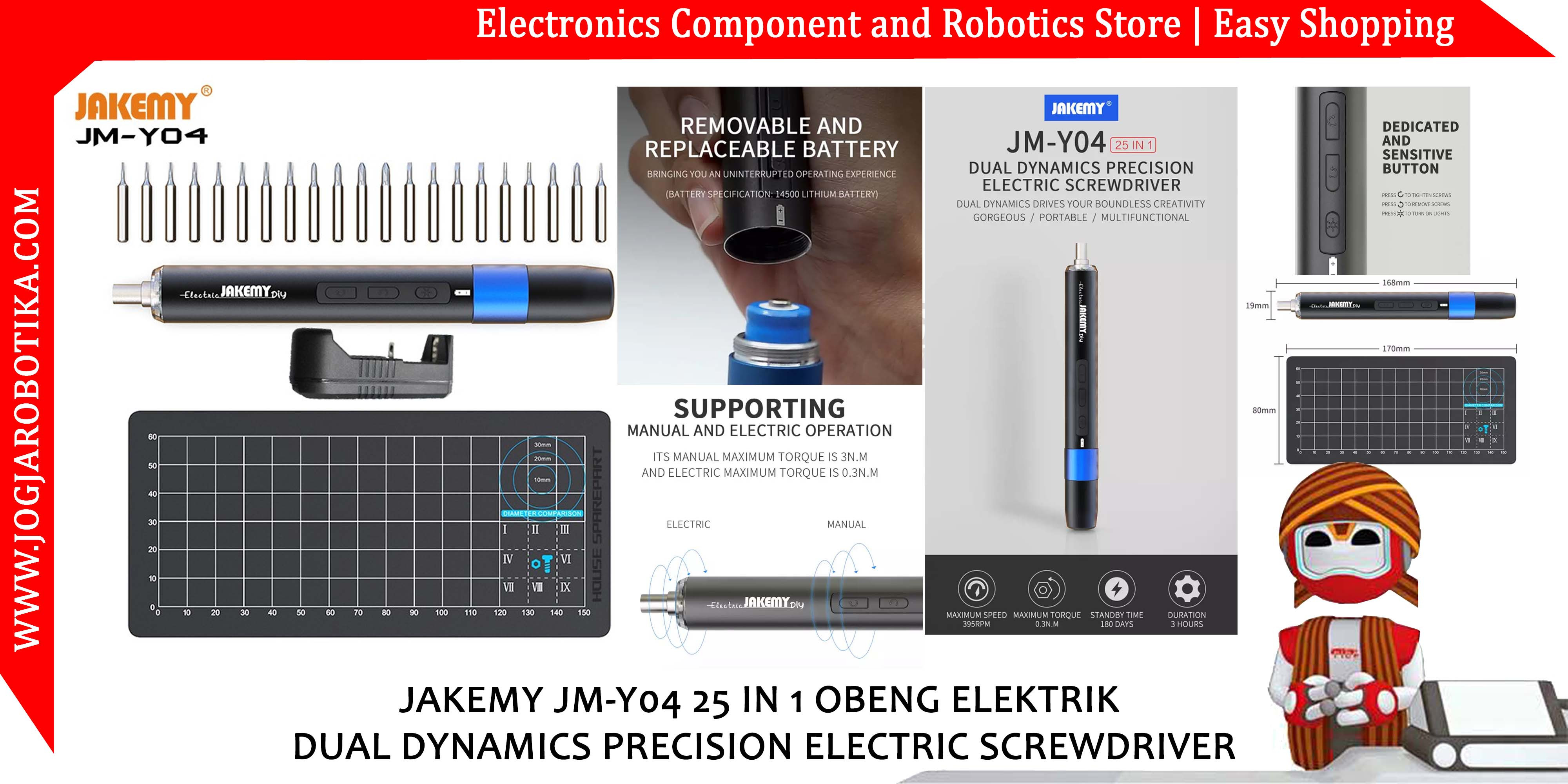 JAKEMY JM-Y04 25 IN 1 OBENG ELEKTRIK DUAL DYNAMICS PRECISION ELECTRIC SCREWDRIVER