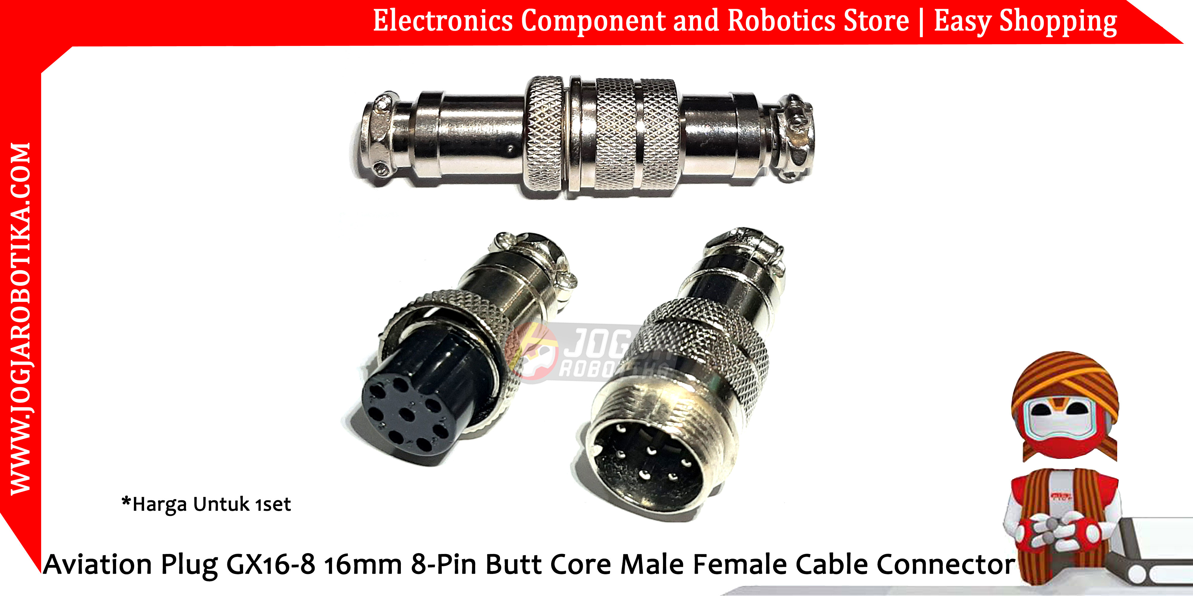 Aviation Plug GX16-8 16mm 8-Pin Sambungan Kabel Butt Core Male Female Cable Connector