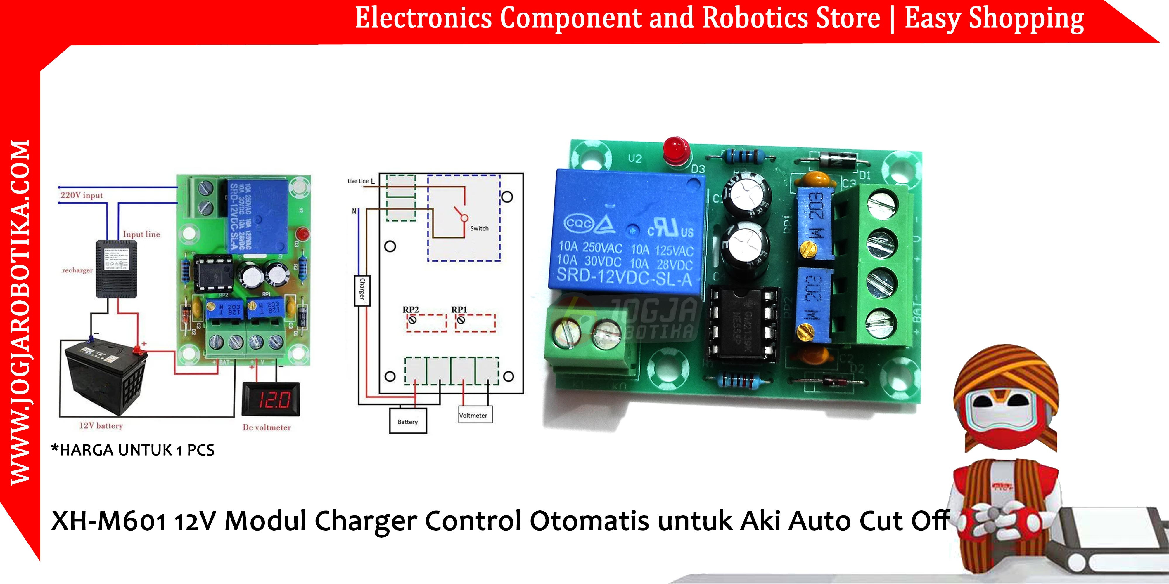 XH-M601 12V Modul Charger Control Otomatis untuk Aki Auto Cut Off