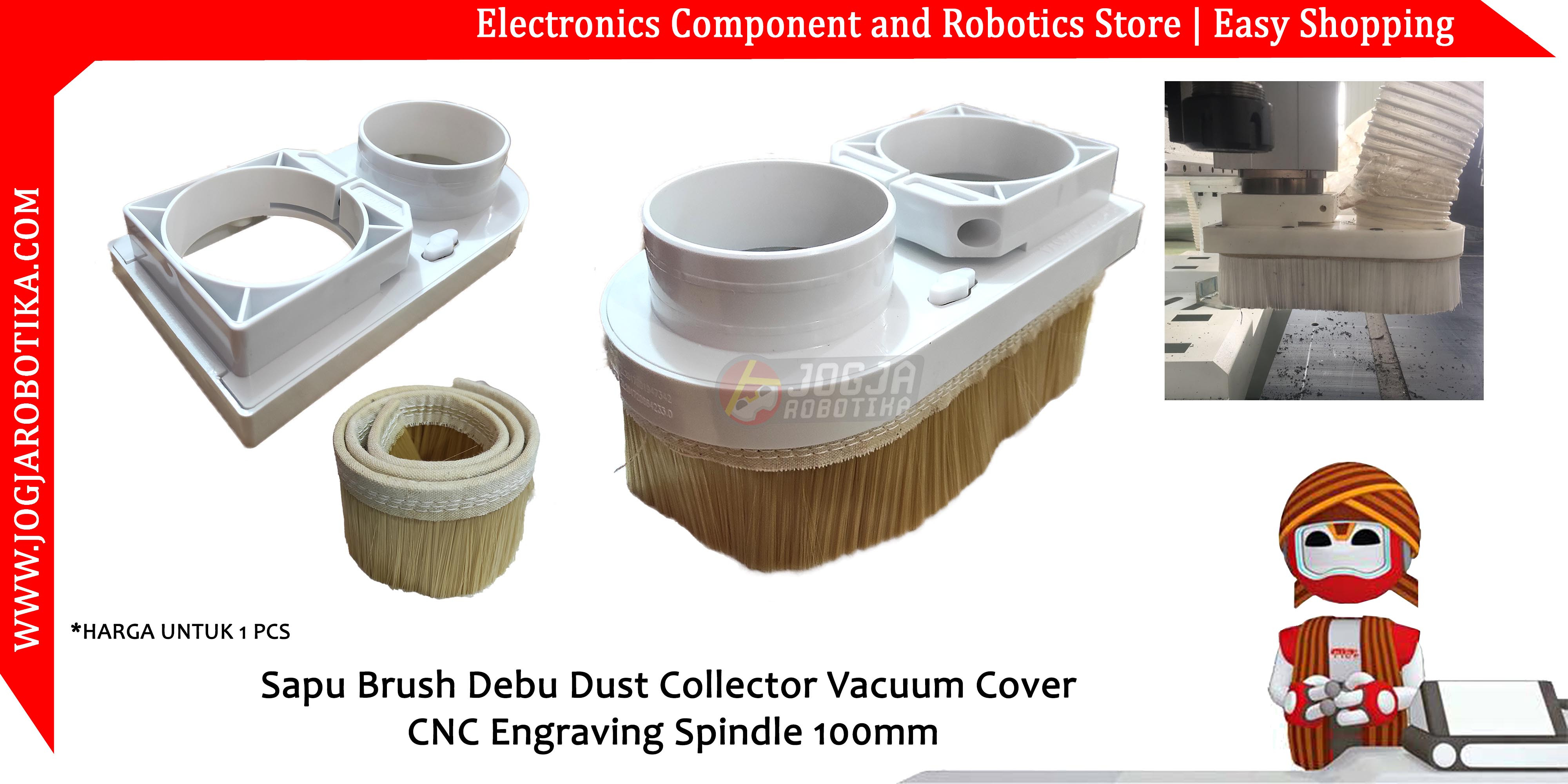 Sapu Brush Debu Dust Collector Vacuum Cover CNC Engraving Spindle 100mm