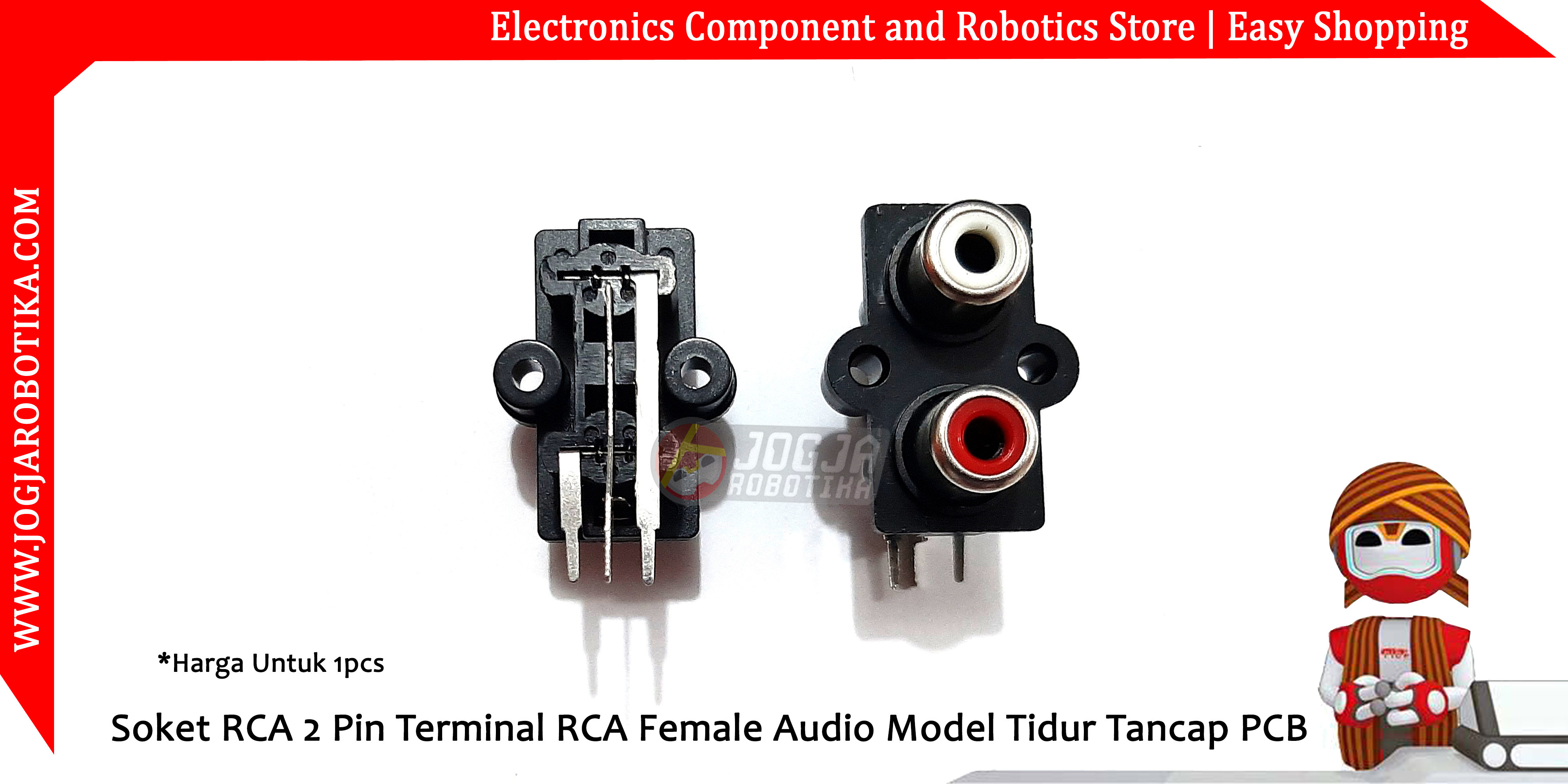 Soket RCA 2 Pin Terminal RCA Female Audio Model Tidur Tancap PCB