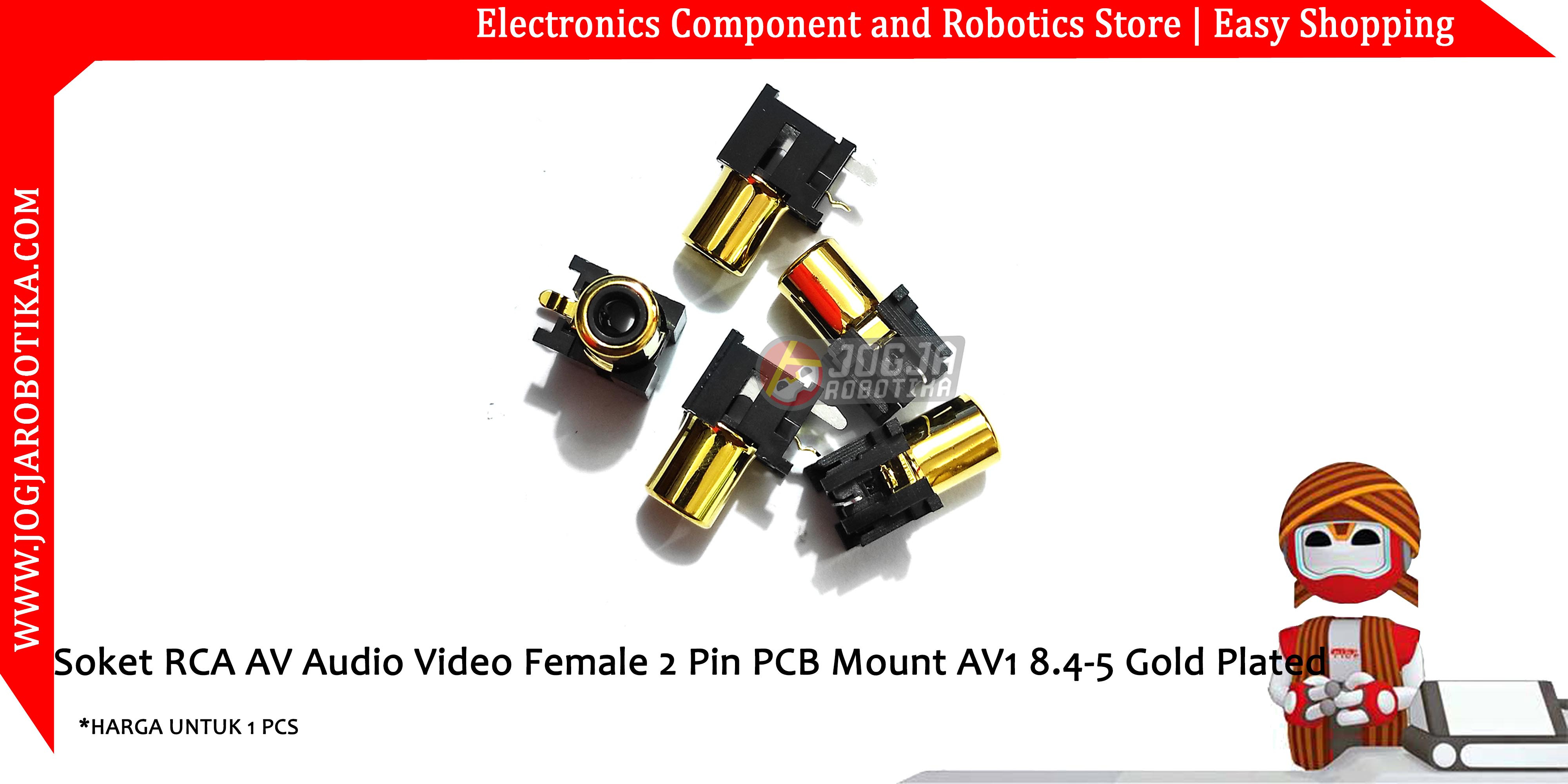 Soket RCA AV Audio Video Female 2 Pin PCB Mount AV1 8.4-5 Gold Plated