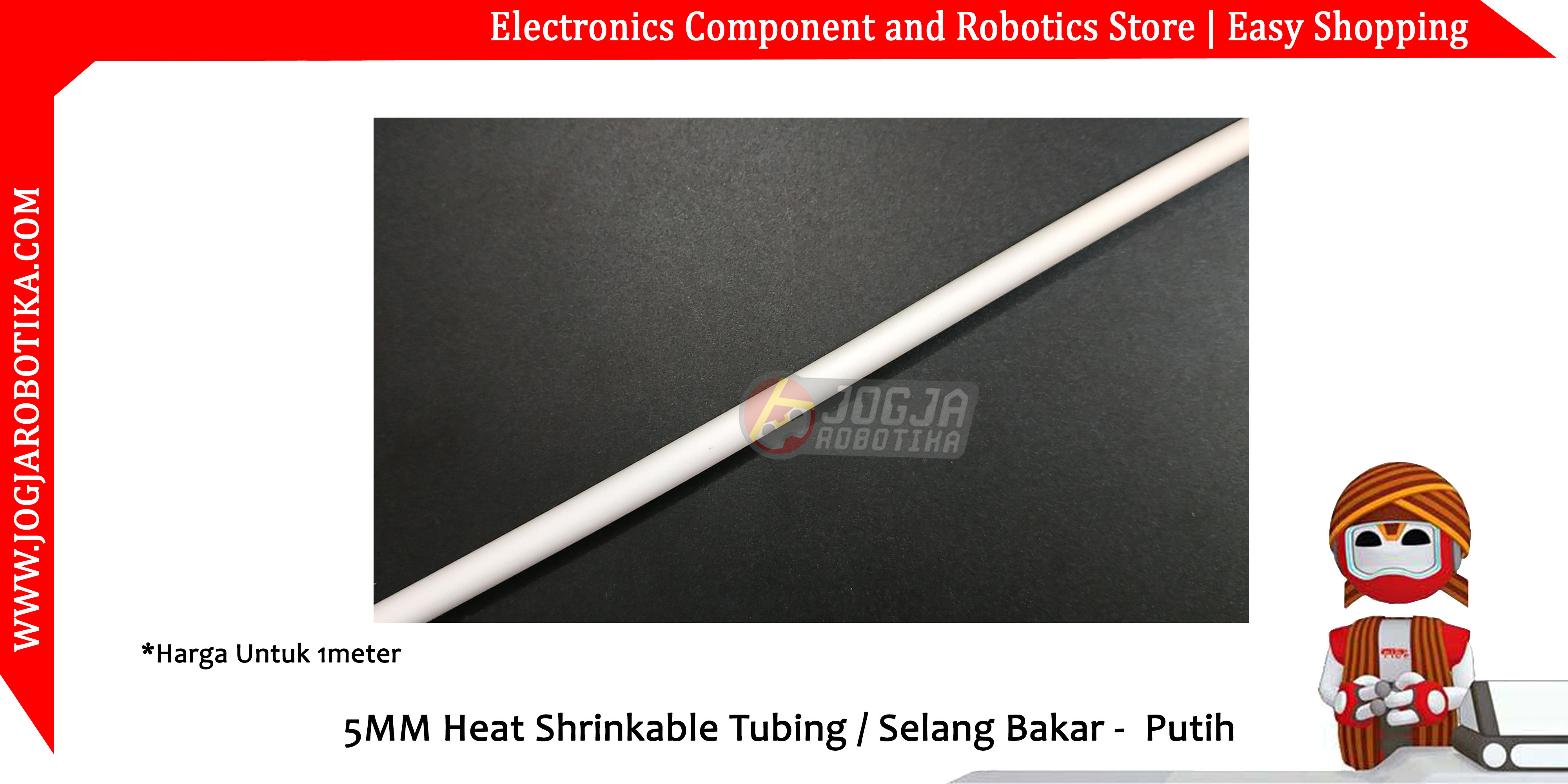 5MM Heat Shrinkable Tubing / Selang Bakar - Putih