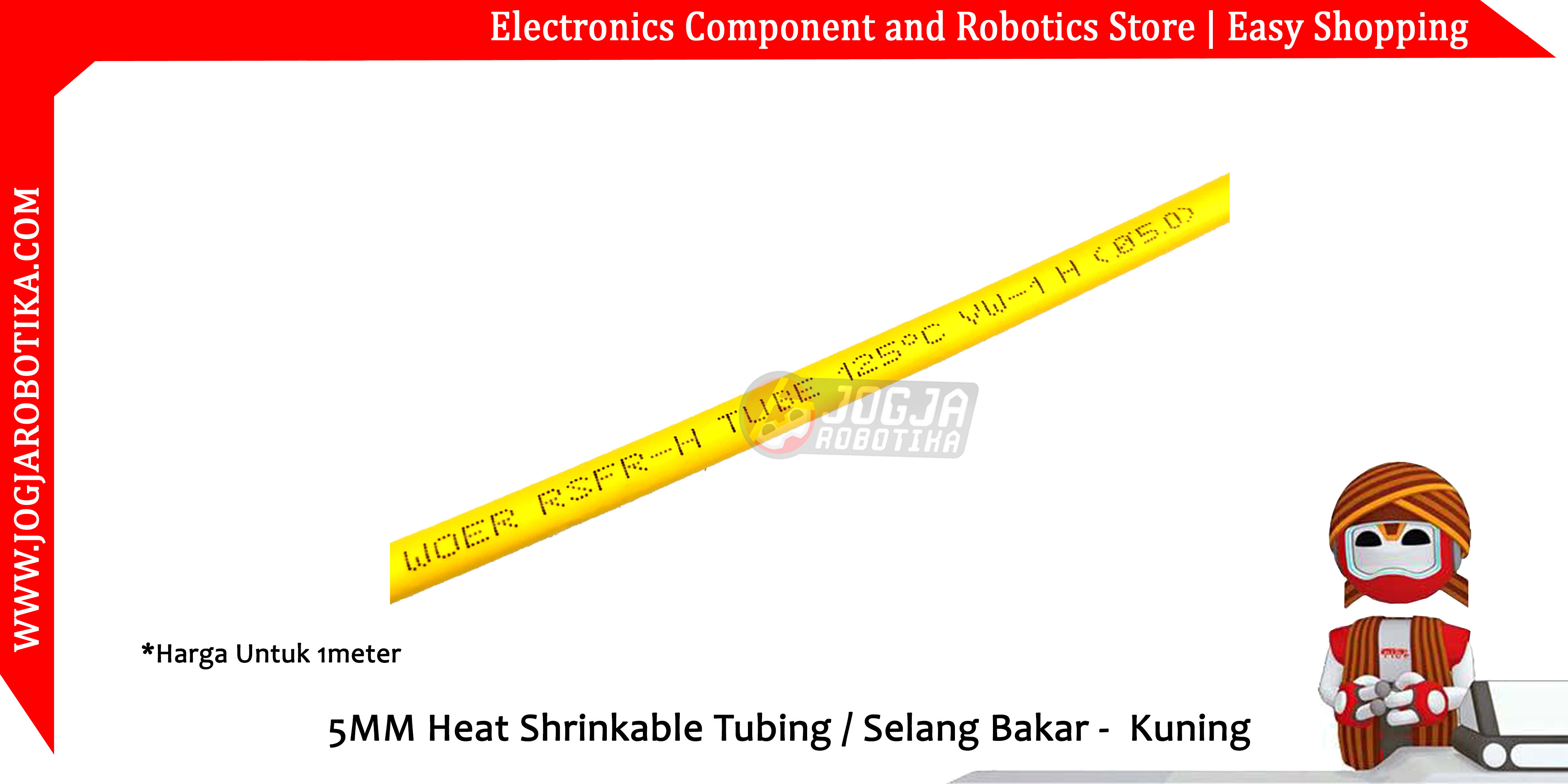 5MM Heat Shrinkable Tubing / Selang Bakar - Kuning