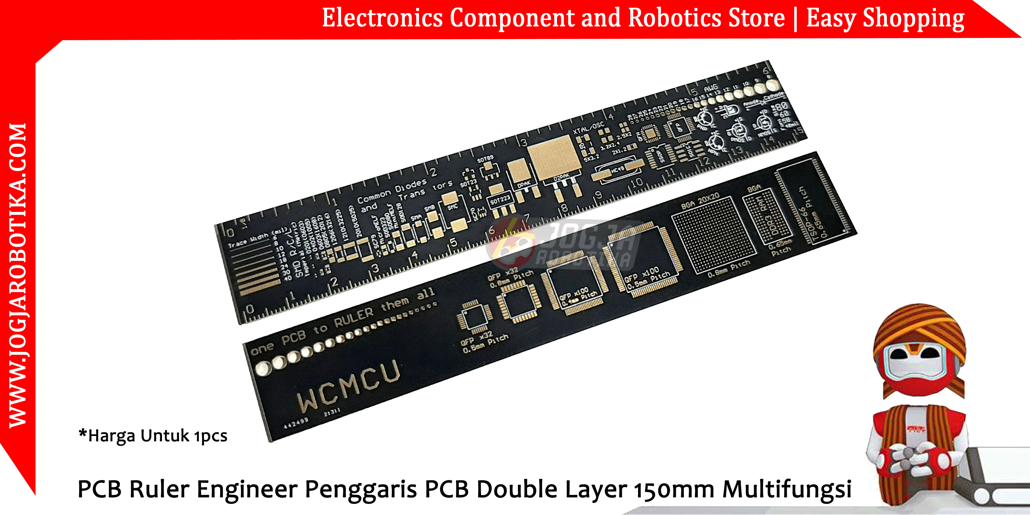 PCB Ruler Engineer Penggaris PCB Double Layer 150mm Multifungsi
